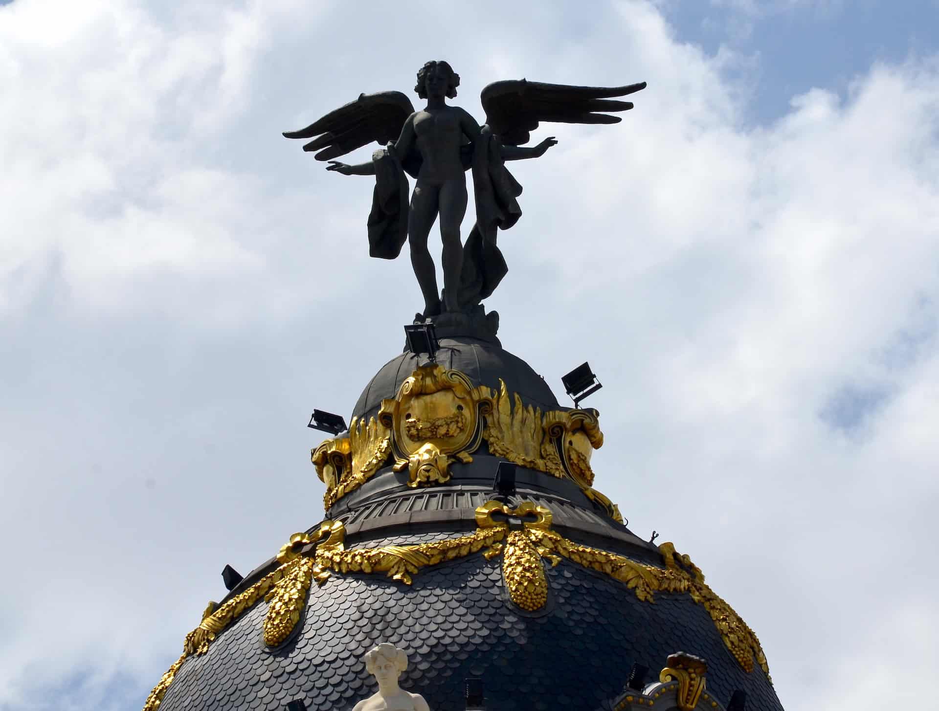 Cupola of Edificio Metrópolis on the Gran Vía in Madrid, Spain