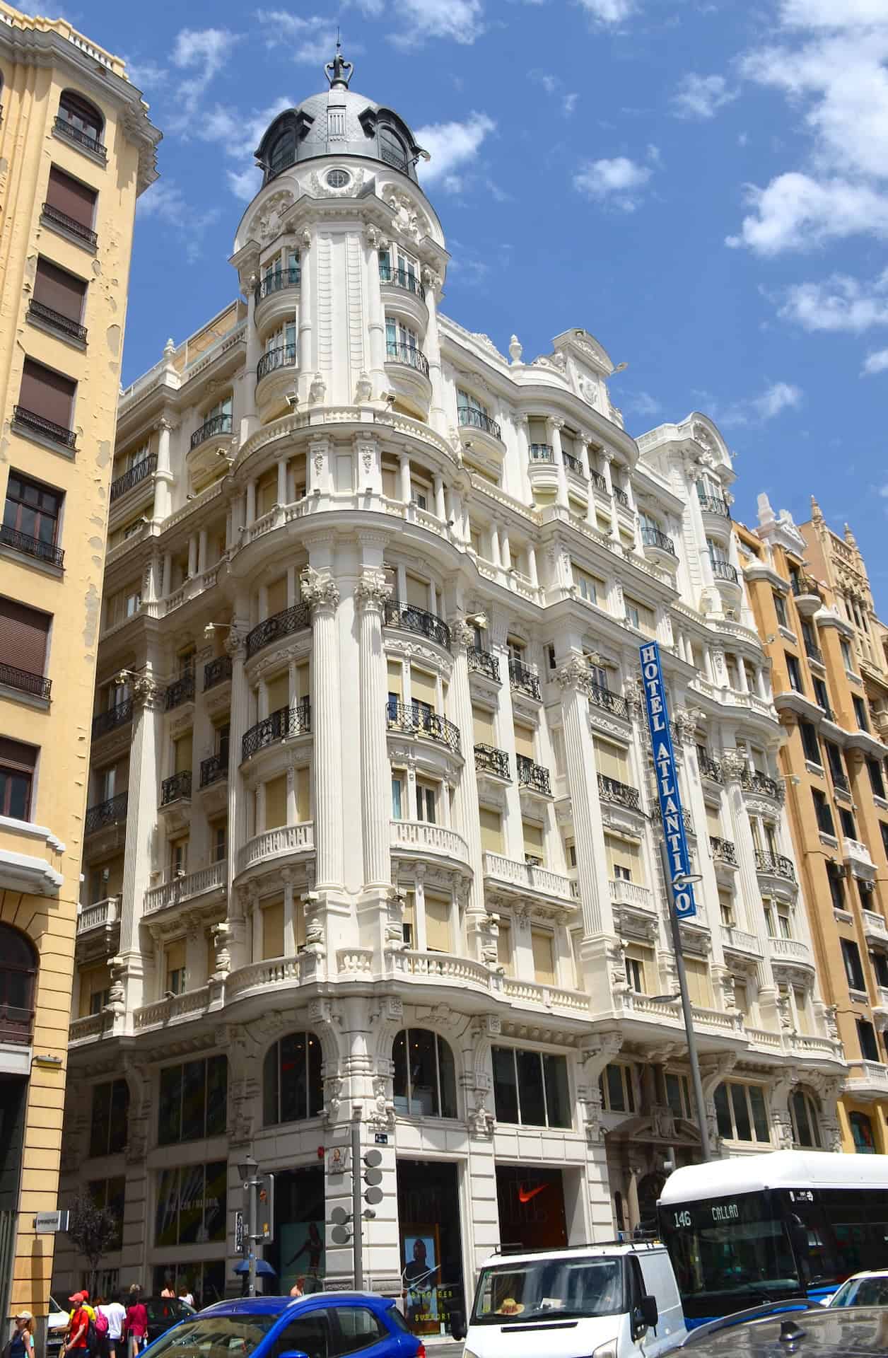 Hotel Atlántico on Gran Vía in Madrid, Spain