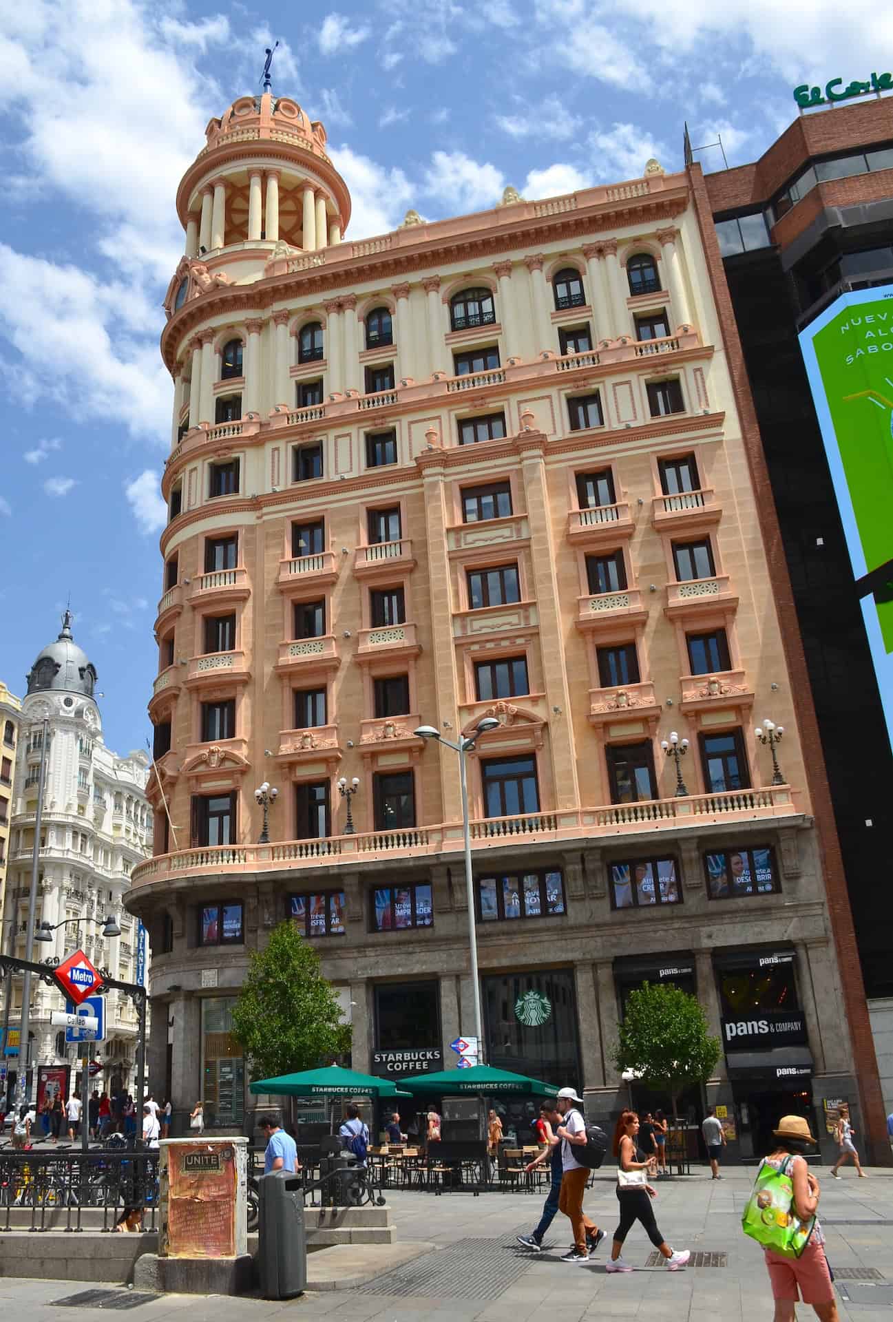 Adriática Building on Gran Vía in Madrid, Spain