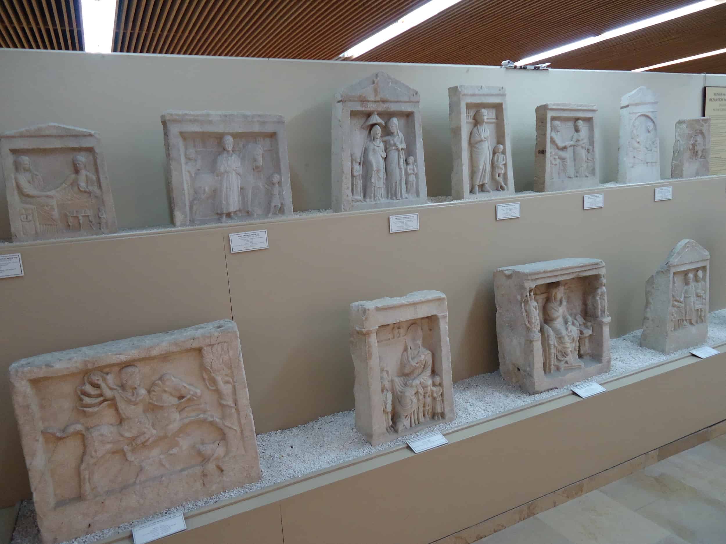 Hellenistic period tombstones found in Istanbul at the Istanbul Archaeology Museum in Istanbul, Turkey