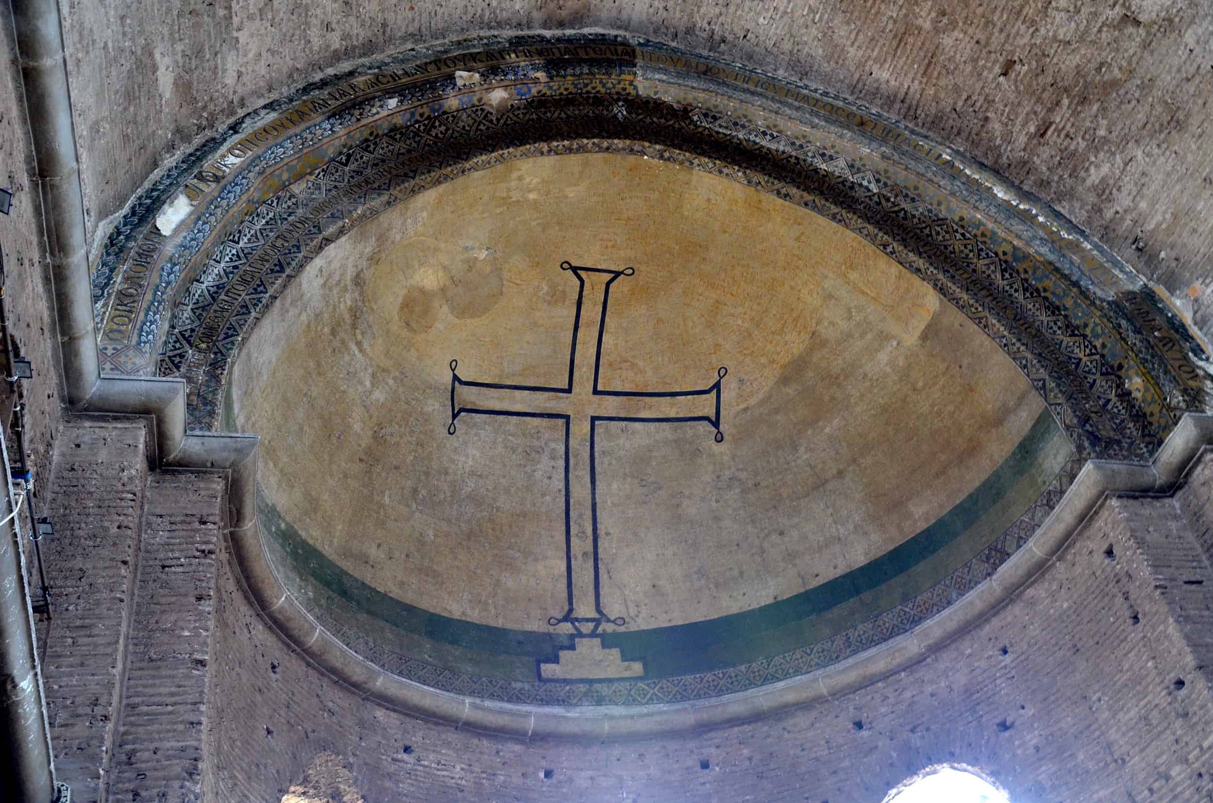 Cross in the apse at Hagia Eirini in Istanbul, Turkey