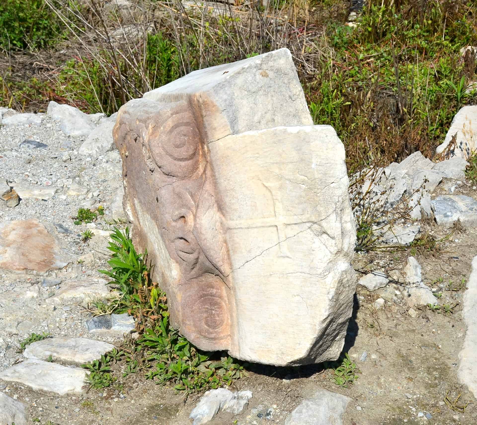 Fragment with a cross at the site of the temple