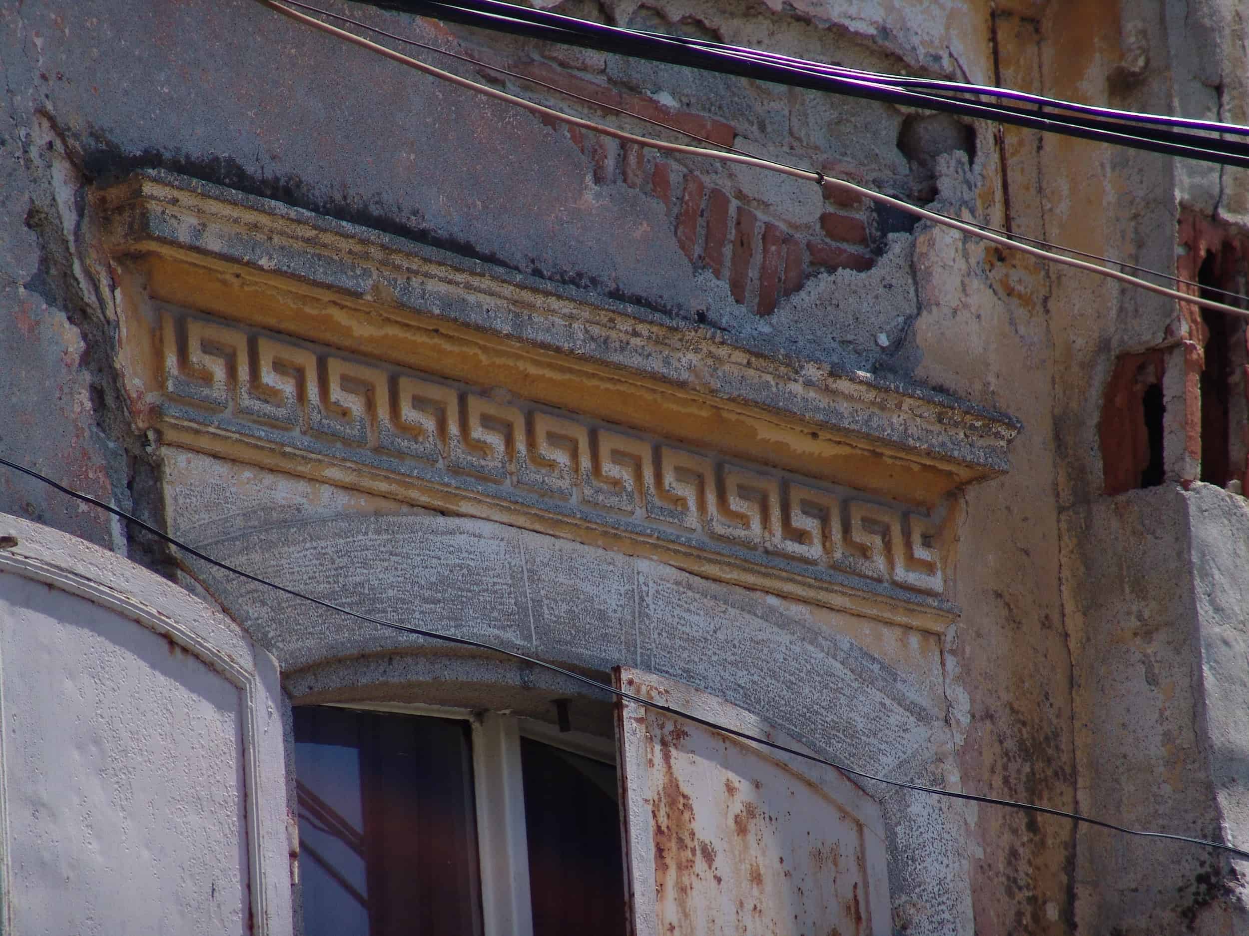 Greek key above a window in Bergama, Turkey
