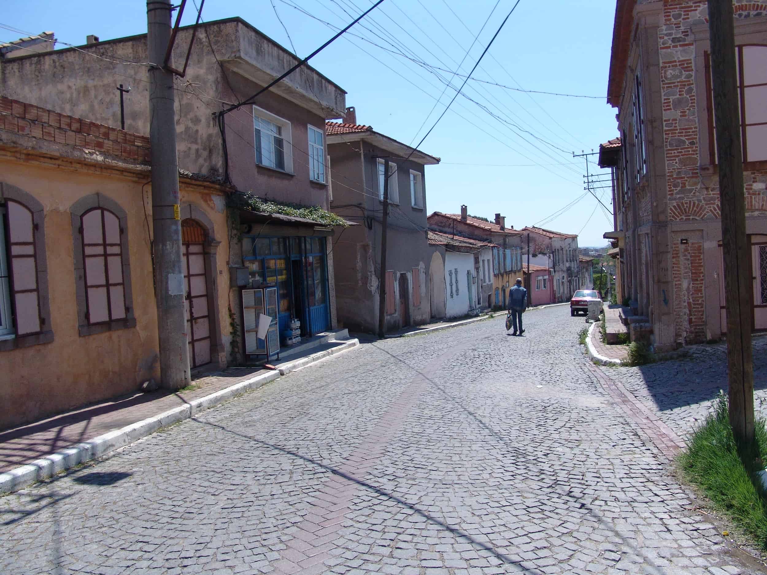 A street in Kurtuluş in Bergama, Turkey