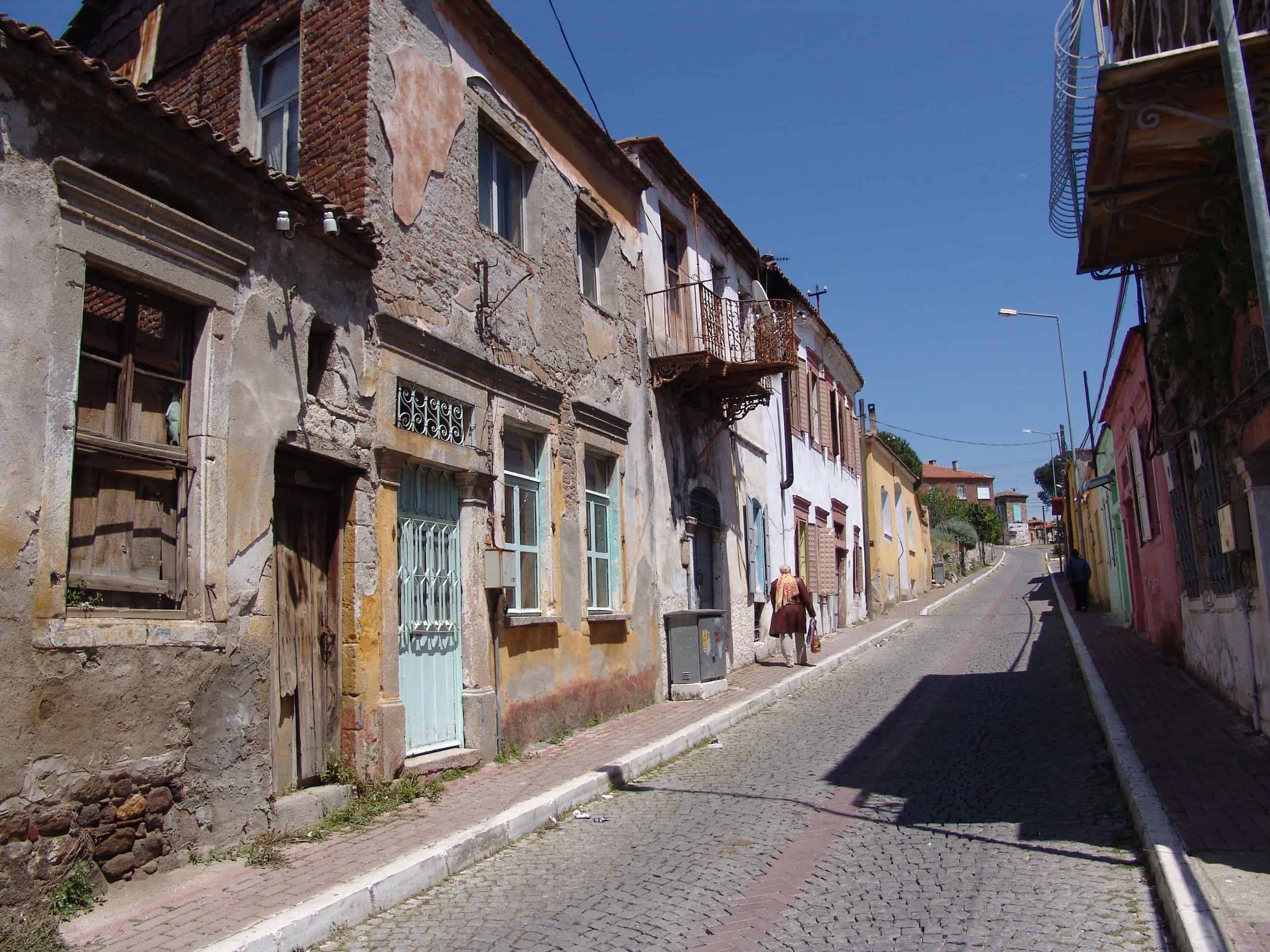 A street in Kurtuluş in Bergama, Turkey