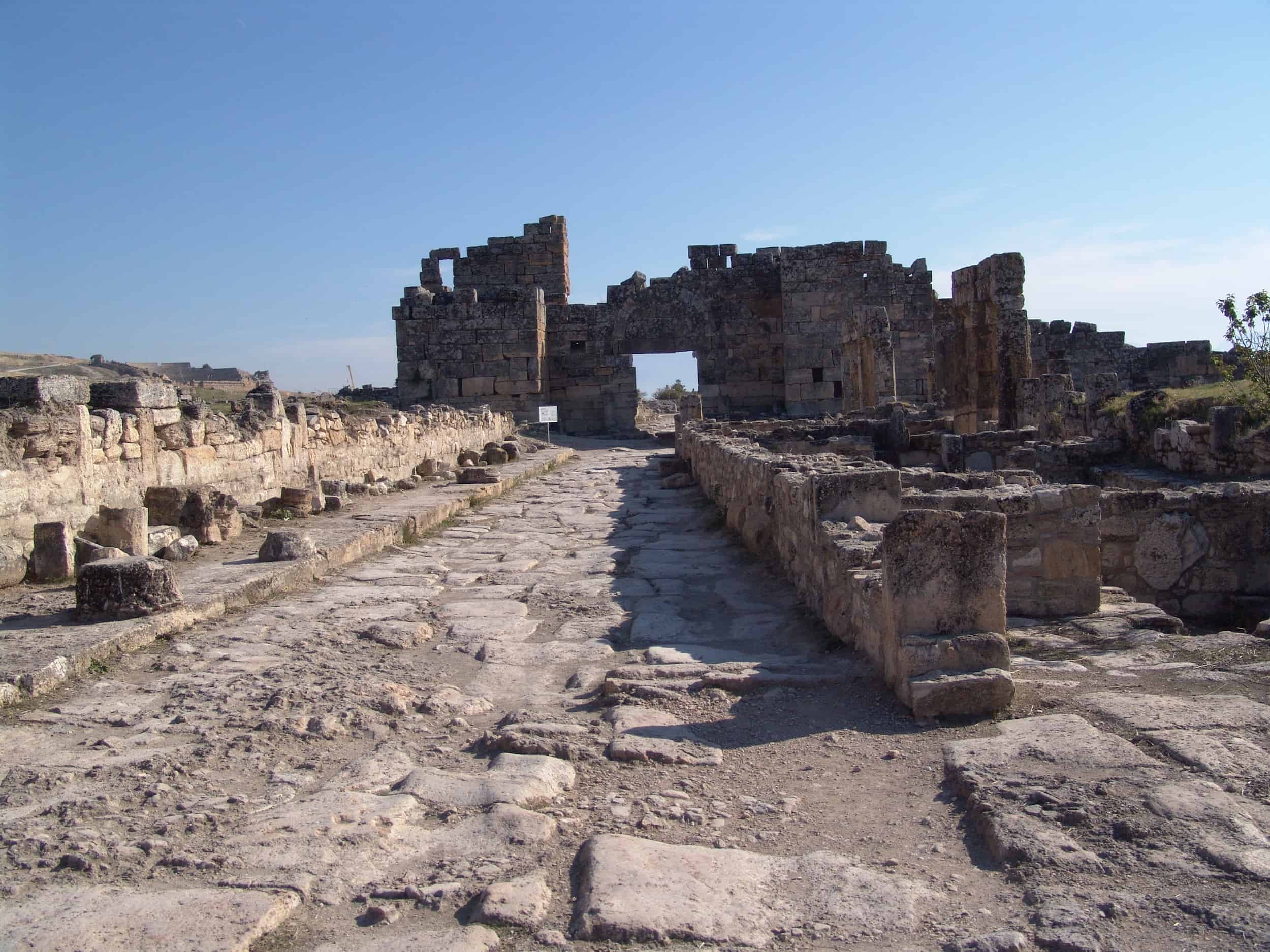 Looking south towards the North Byzantine Gate on Frontinus Street in Hierapolis