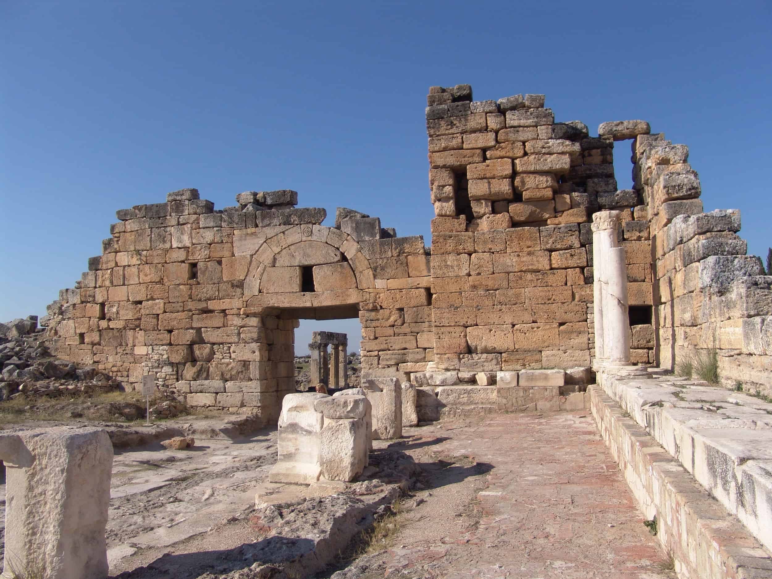 South façade of the North Byzantine Gate on Frontinus Street in Hierapolis
