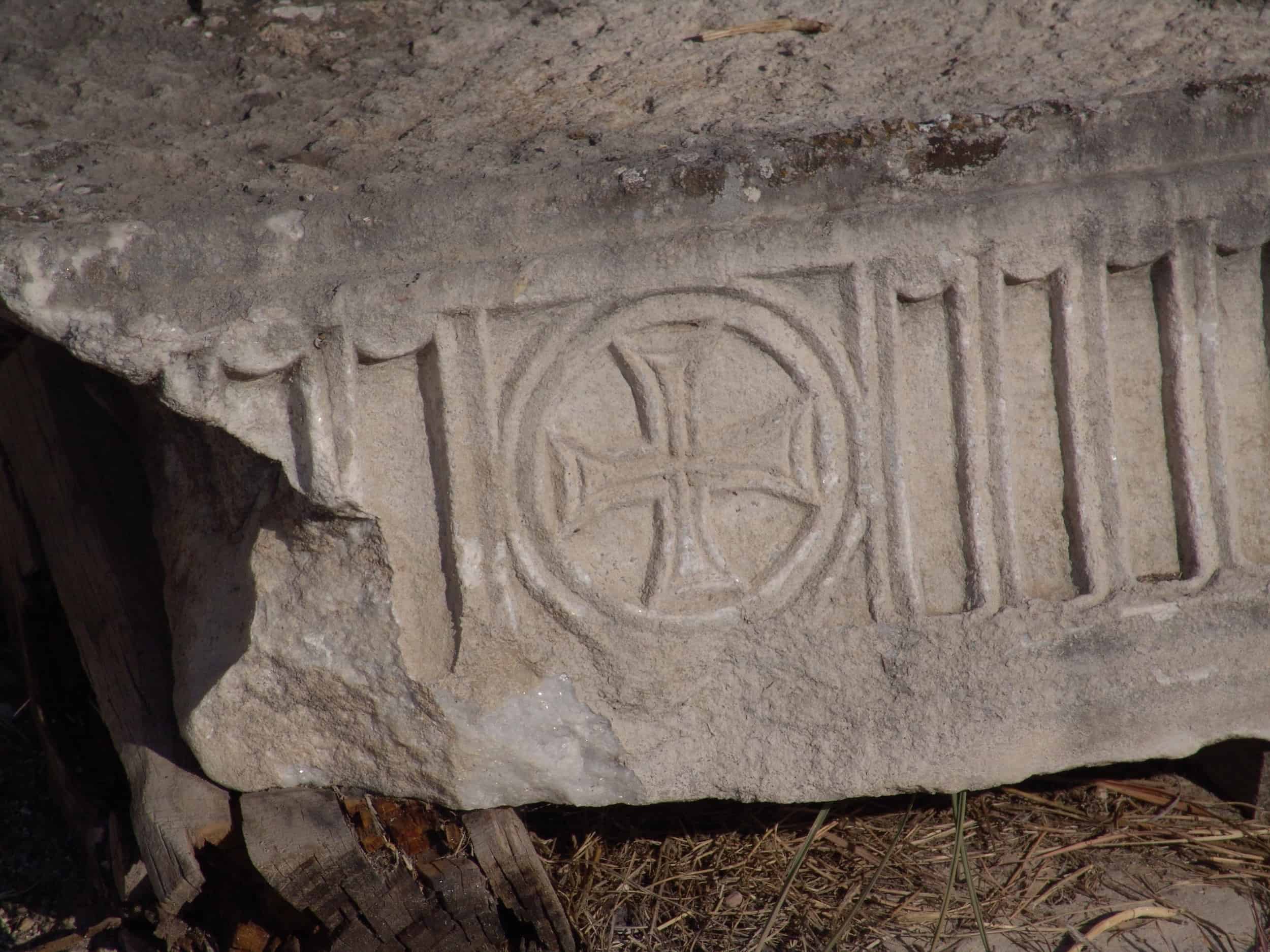 Architectural fragment with a relief of a cross from the Hierapolis Cathedral