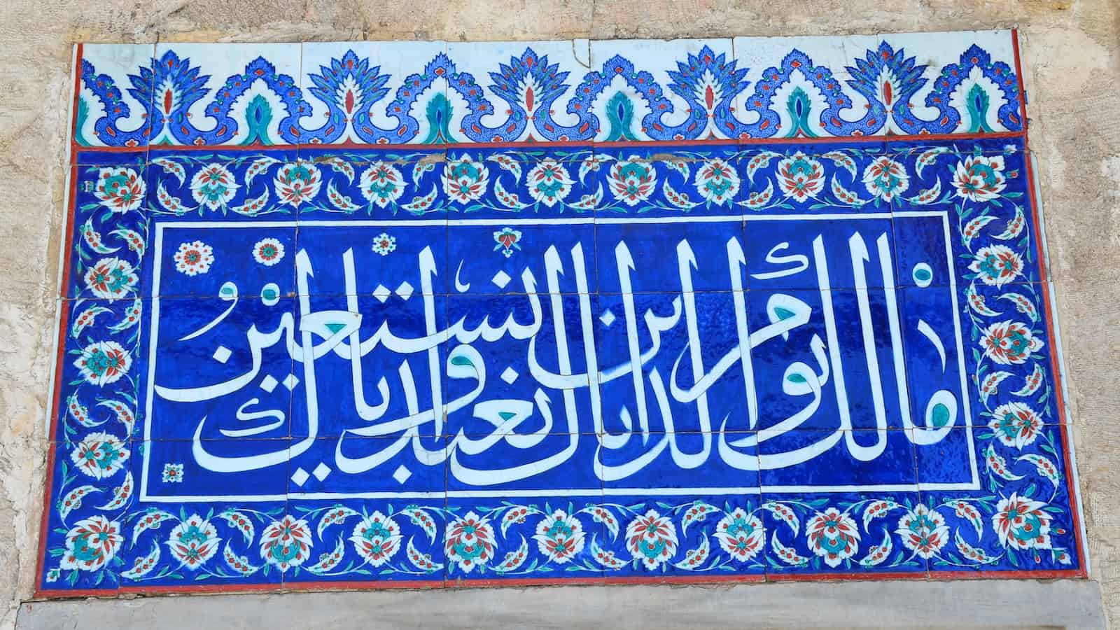 Iznik tile panel at the Sokollu Mehmed Pasha Mosque in Kadırga, Istanbul, Turkey