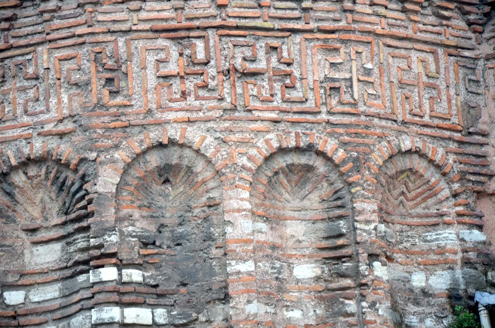 Brickwork at the Molla Fenari Isa Mosque in Istanbul, Turkey