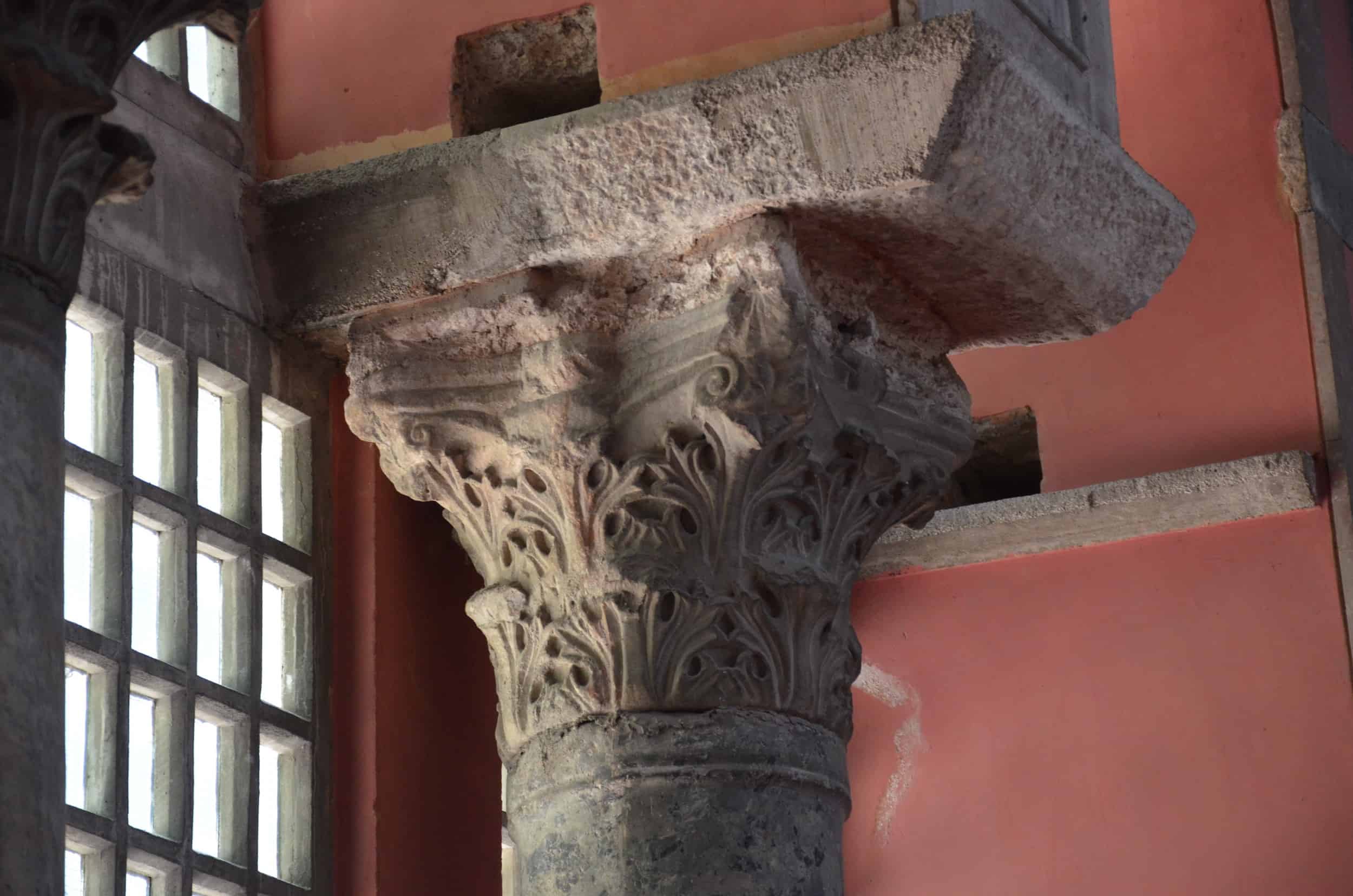 Column capital in the Kalenderhane Mosque in Şehzadebaşı, Istanbul, Turkey