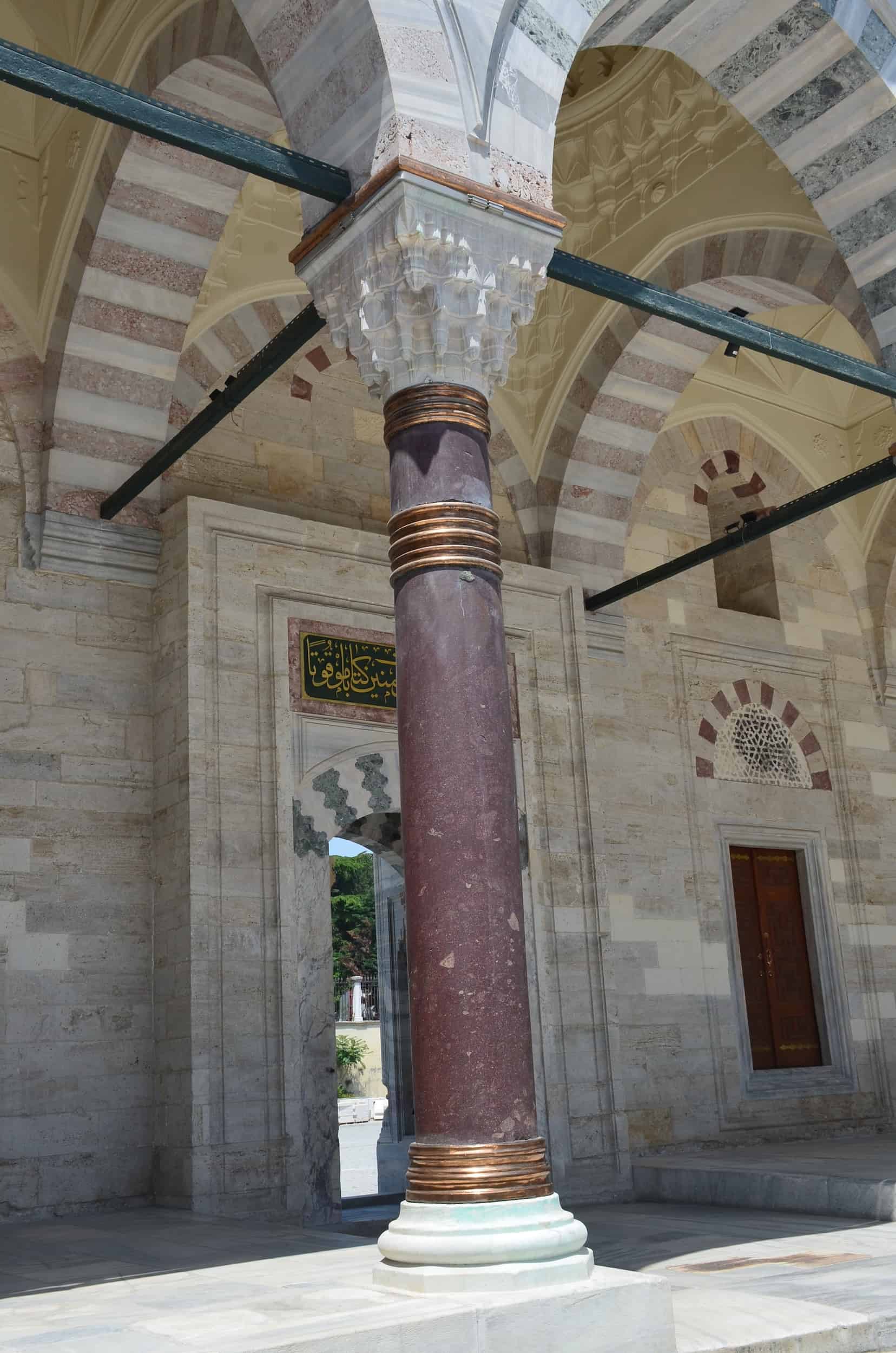 Porphyry column of the Bayezid II Mosque in Istanbul, Turkey