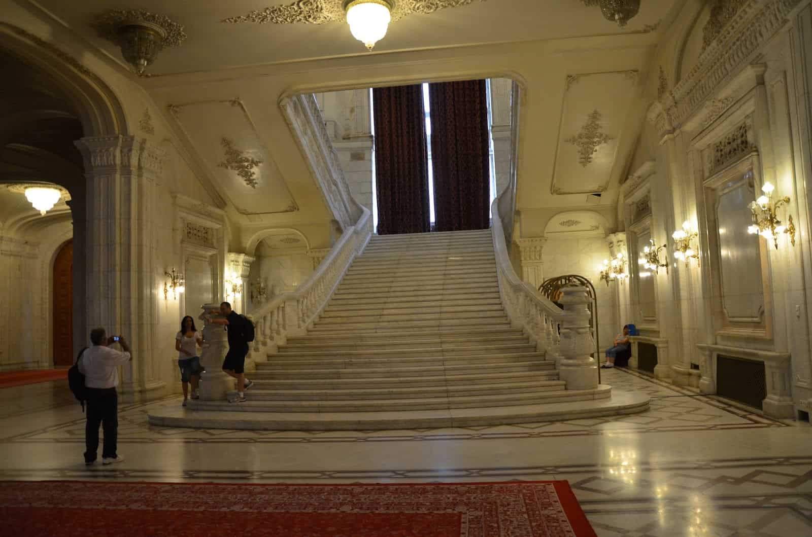 Staircase at Palace of Parliament in Bucharest, Romania