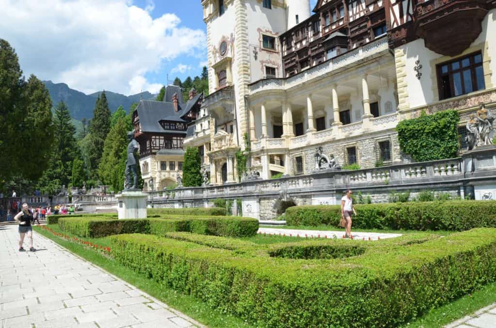 Garden at Peleș Castle in Sinaia, Romania