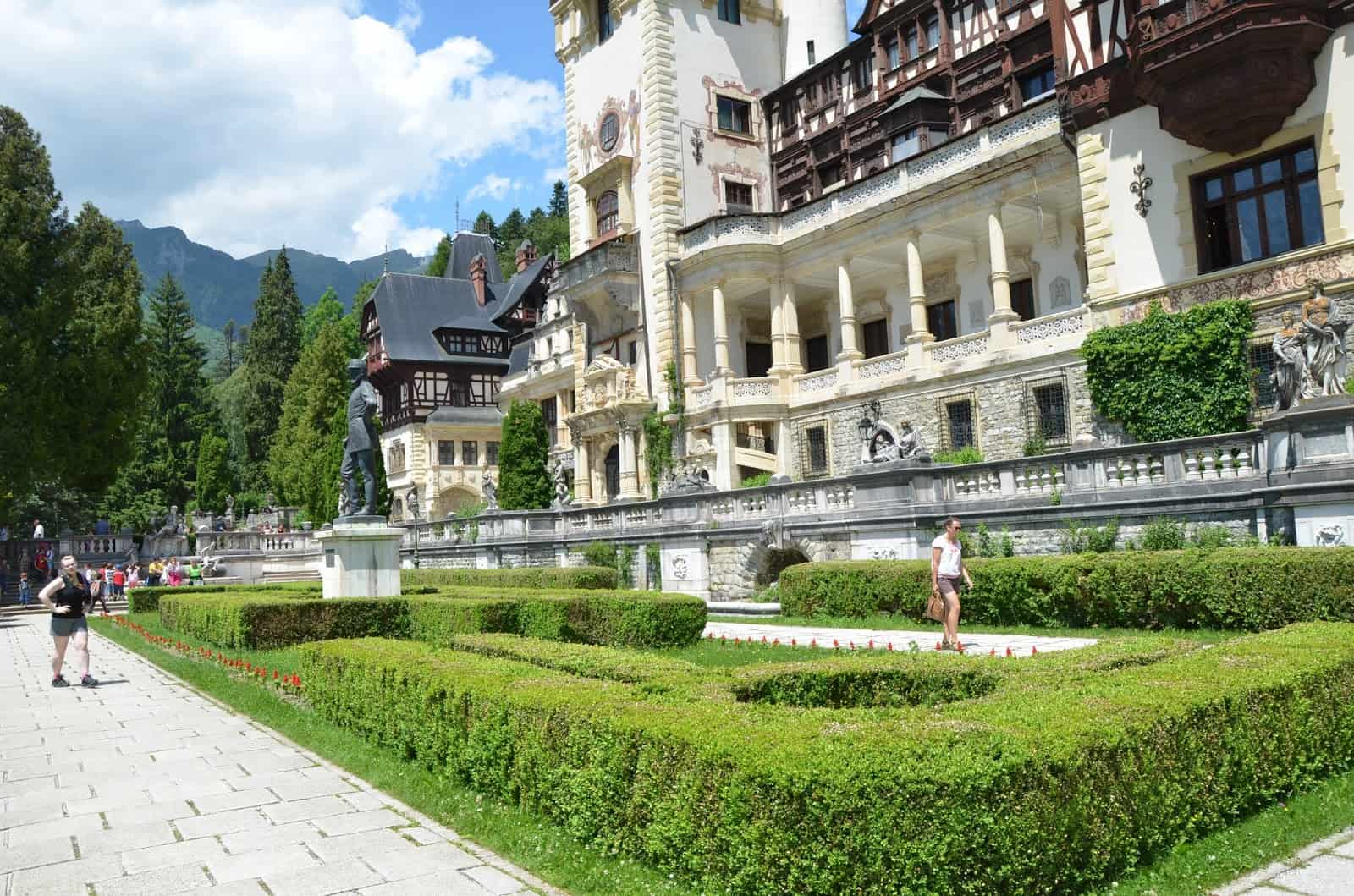 Garden at Peleș Castle in Sinaia, Romania