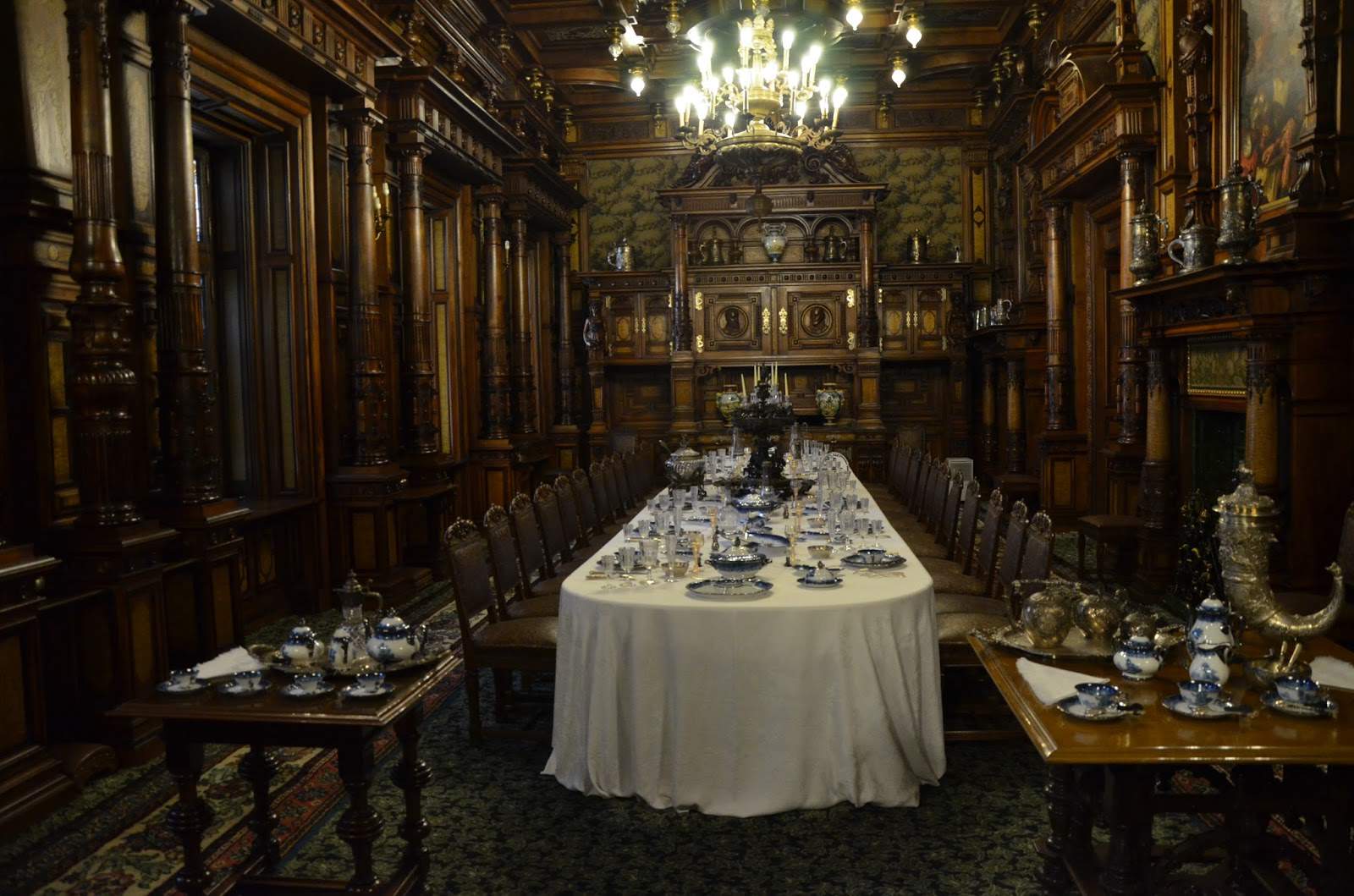 Dining room at Peleș Castle in Sinaia, Romania