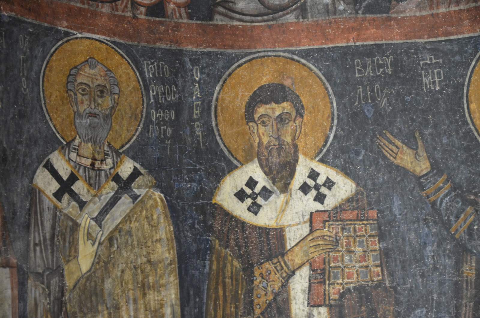 Fresco of Saints Gregory and Basil in the church at Eski Gümüşler Monastery in Turkey