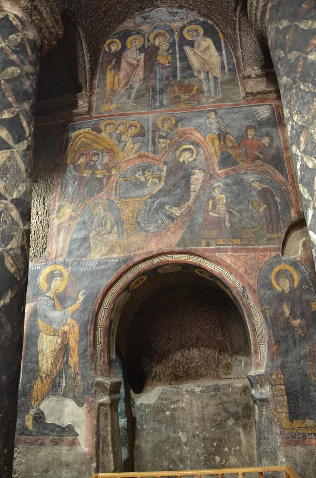 Frescoes in the church at Eski Gümüşler Monastery in Turkey