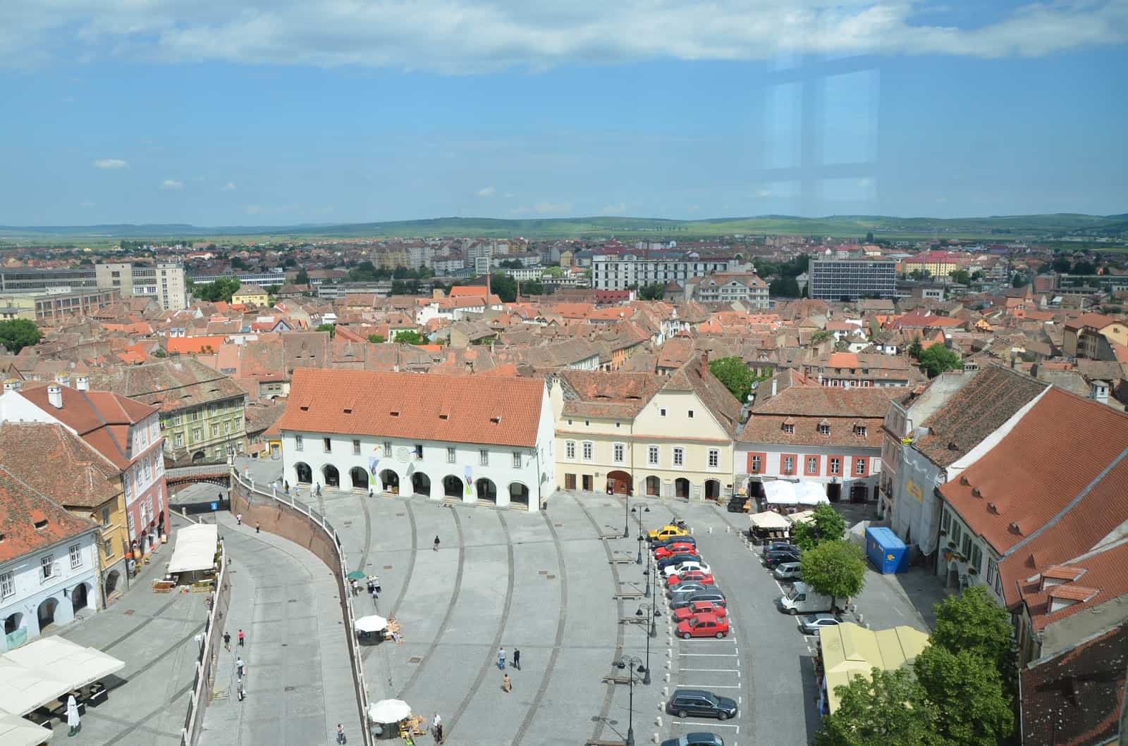 Lesser Square from Council Tower in Sibiu, Romania