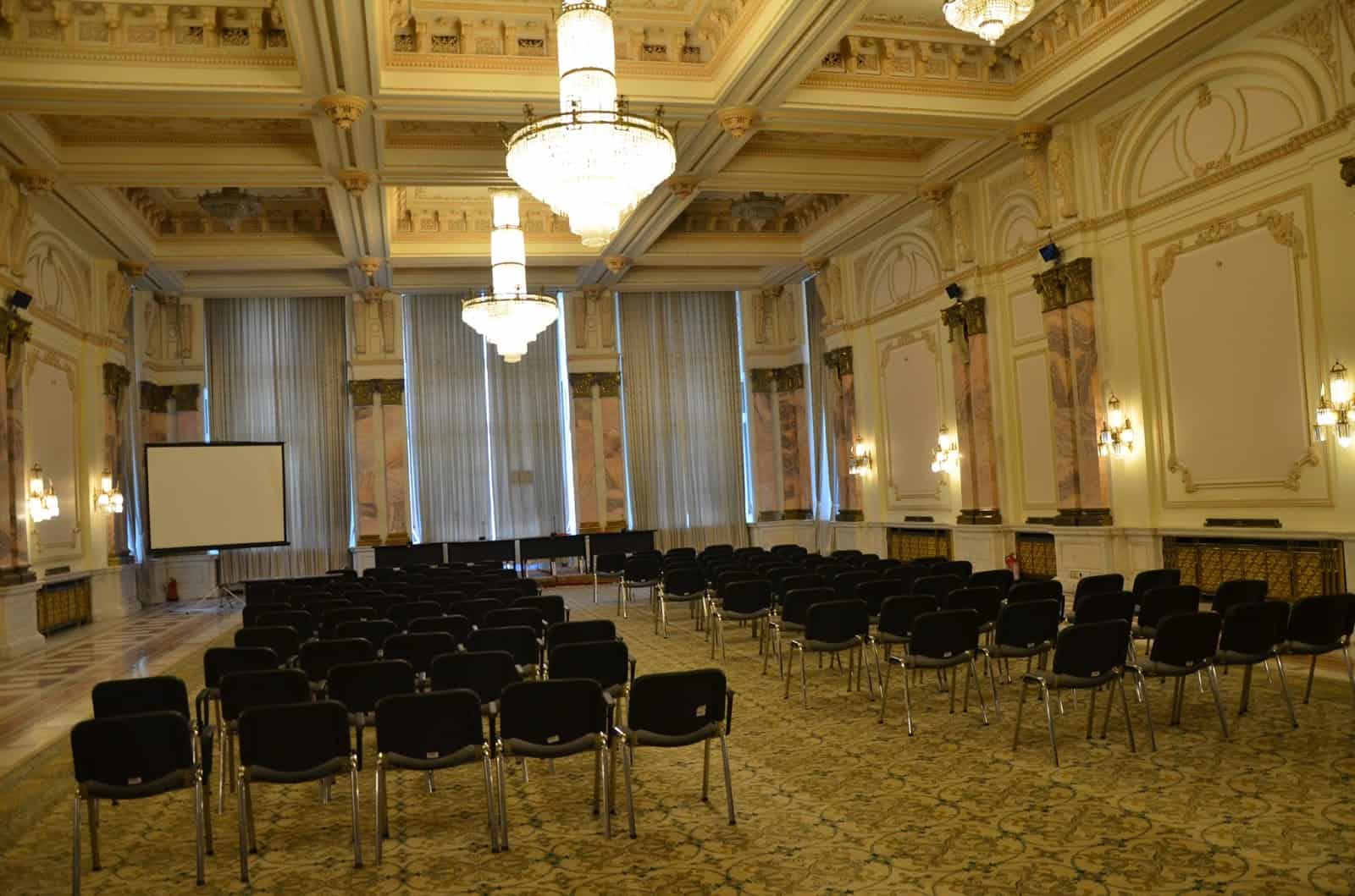 Bălcescu Hall at Palace of Parliament in Bucharest, Romania