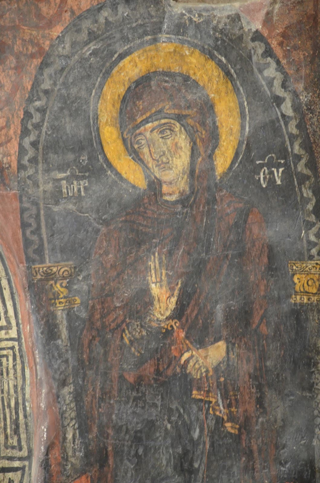 Fresco of the Virgin Mary in the church at Eski Gümüşler Monastery in Turkey
