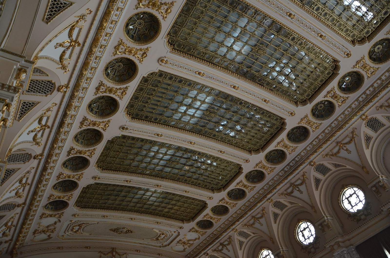 Ceiling of Cuza Hall at Palace of Parliament in Bucharest, Romania