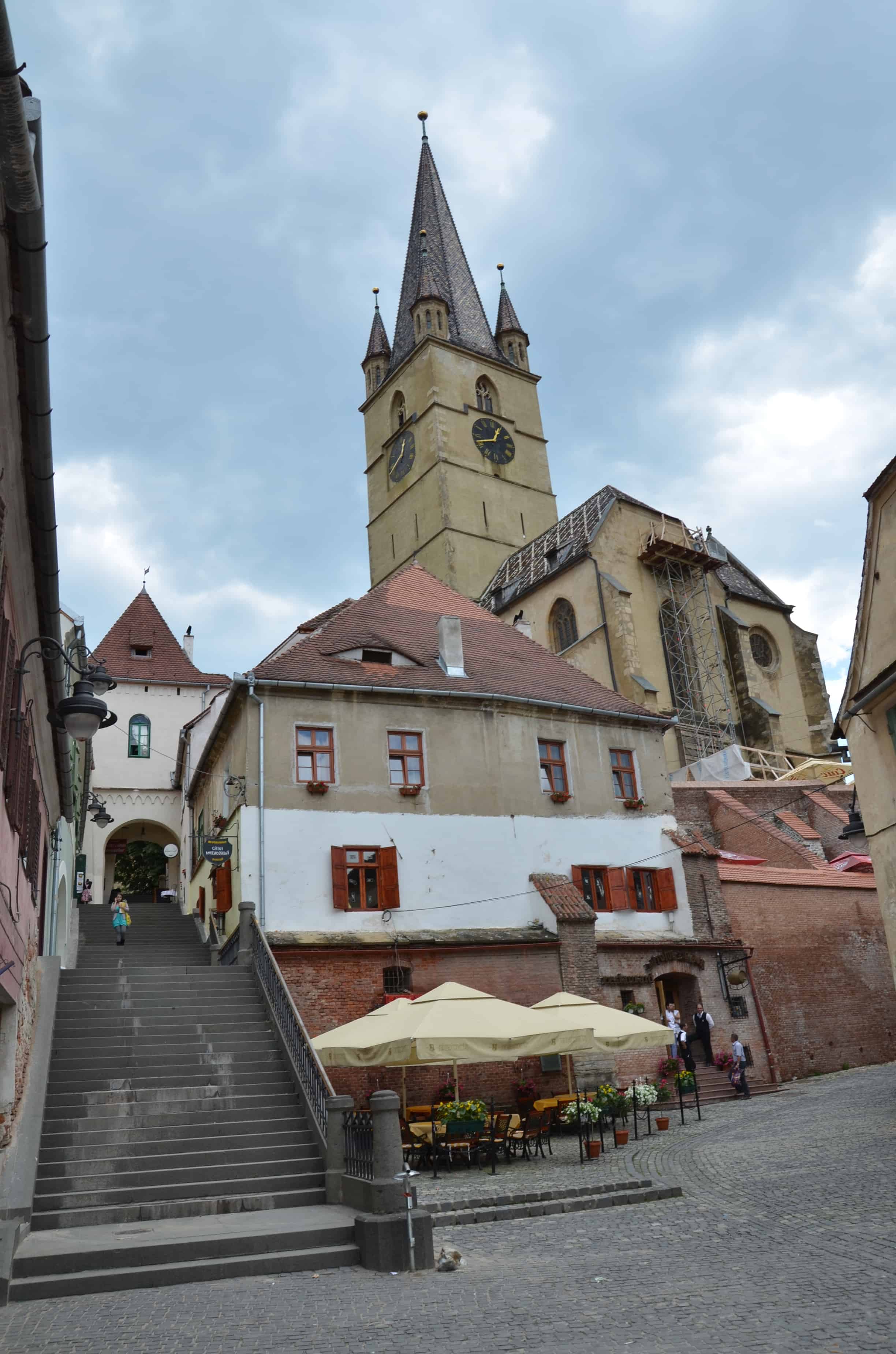 Stairs to Lower Town in Sibiu, Romania