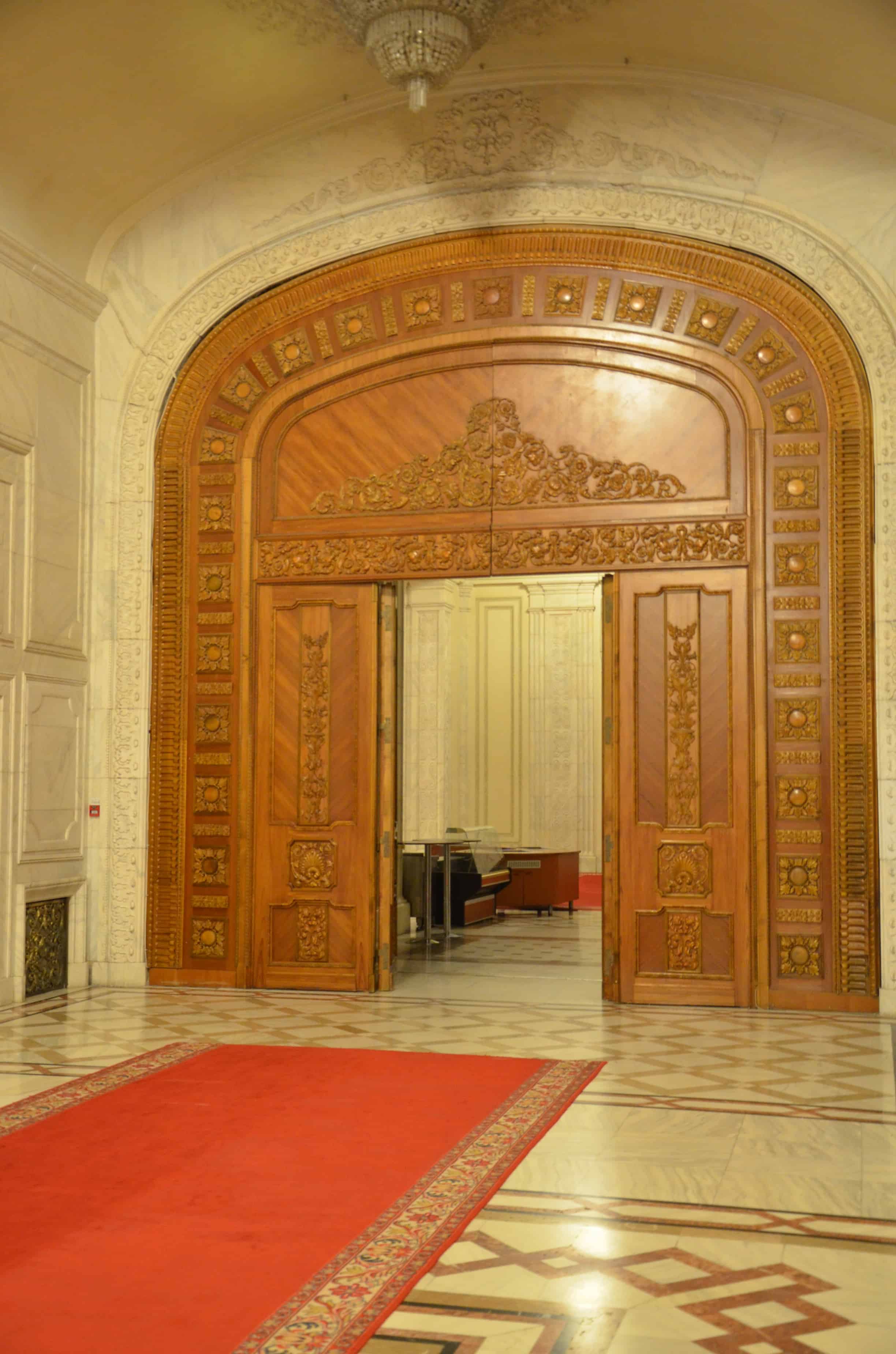 Doors at Palace of Parliament in Bucharest, Romania
