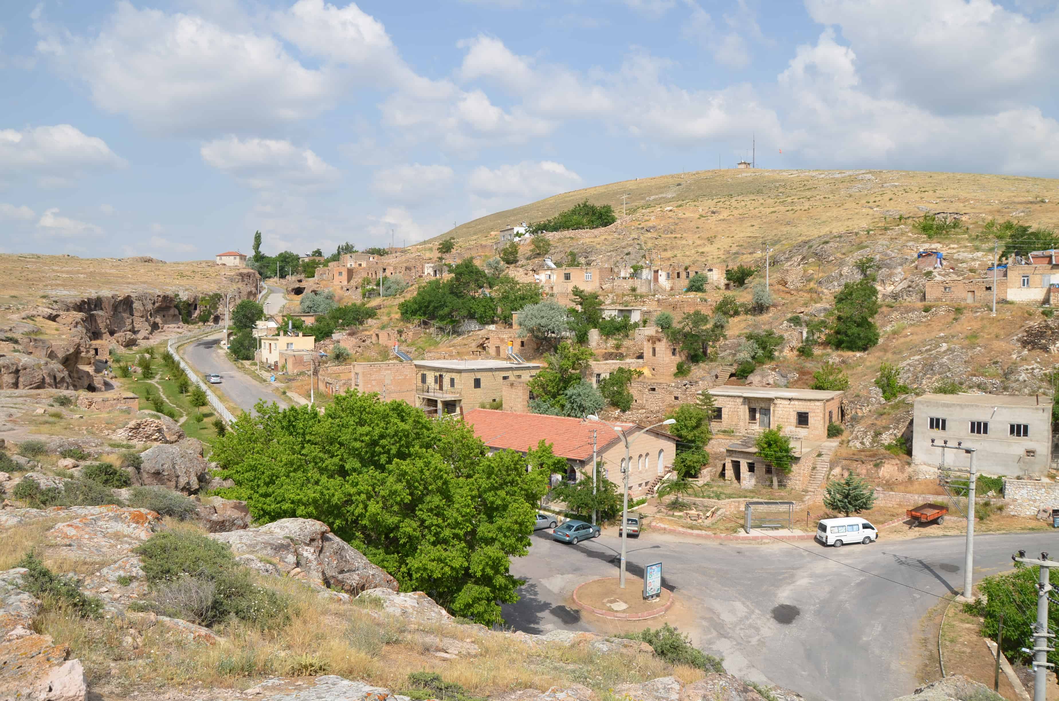 View of Gümüşler from the top at Eski Gümüşler Monastery in Turkey