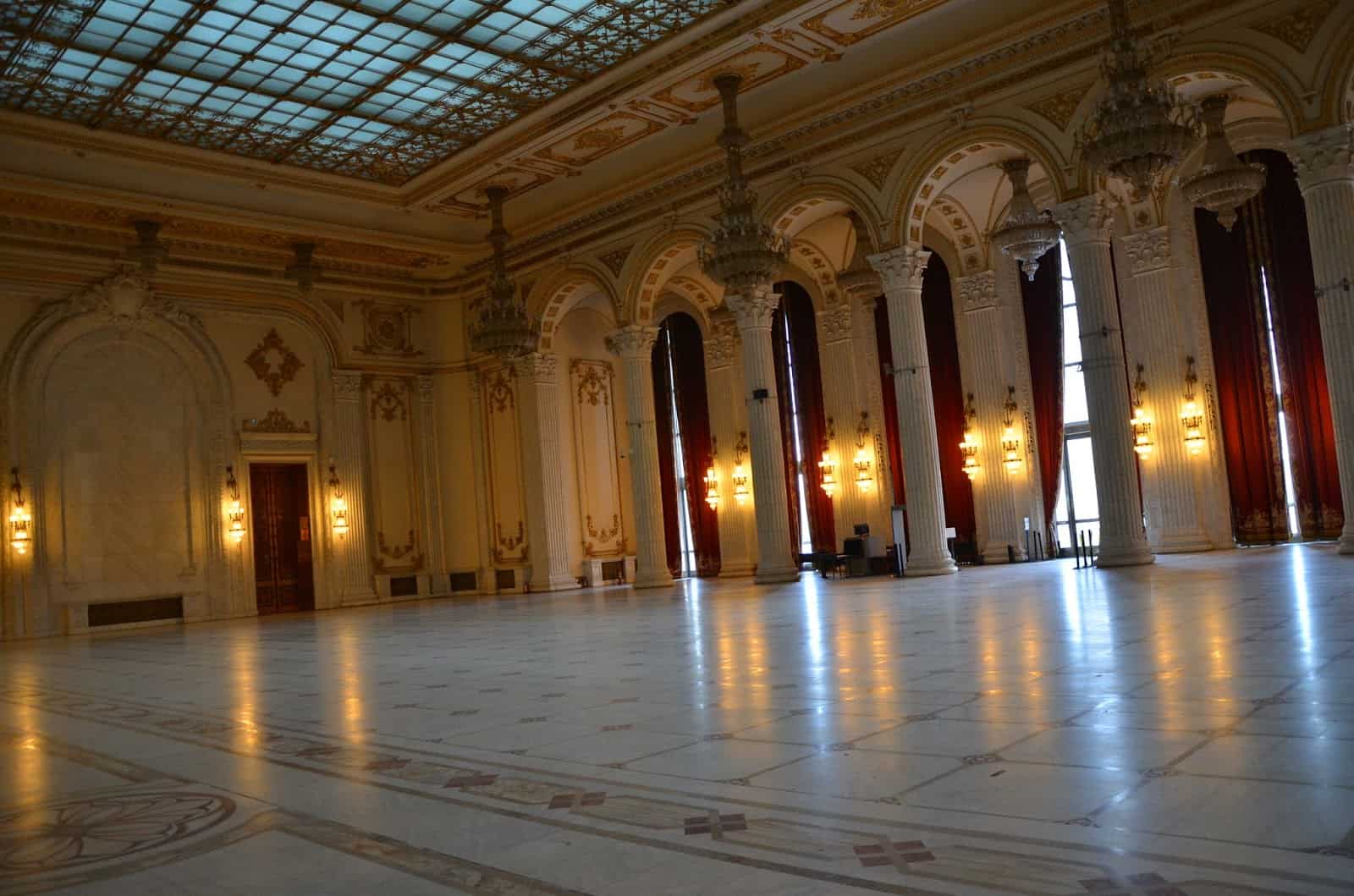 Unification Hall at Palace of Parliament in Bucharest, Romania