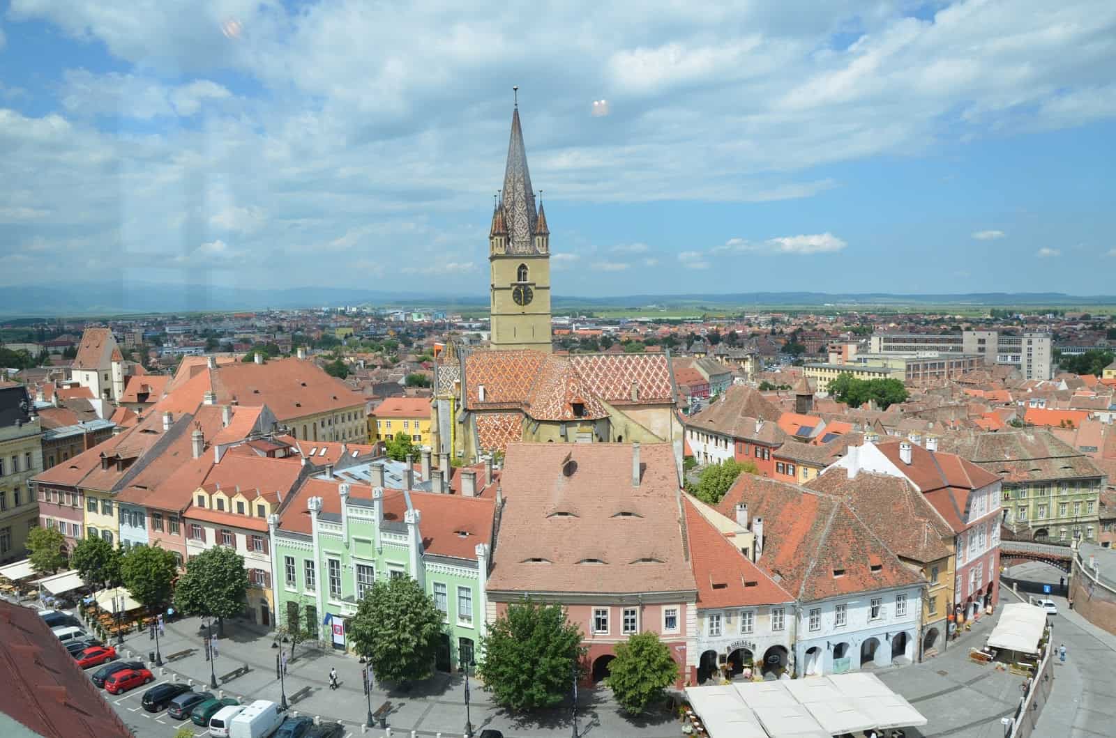 Huet Square from Council Tower in Sibiu, Romania
