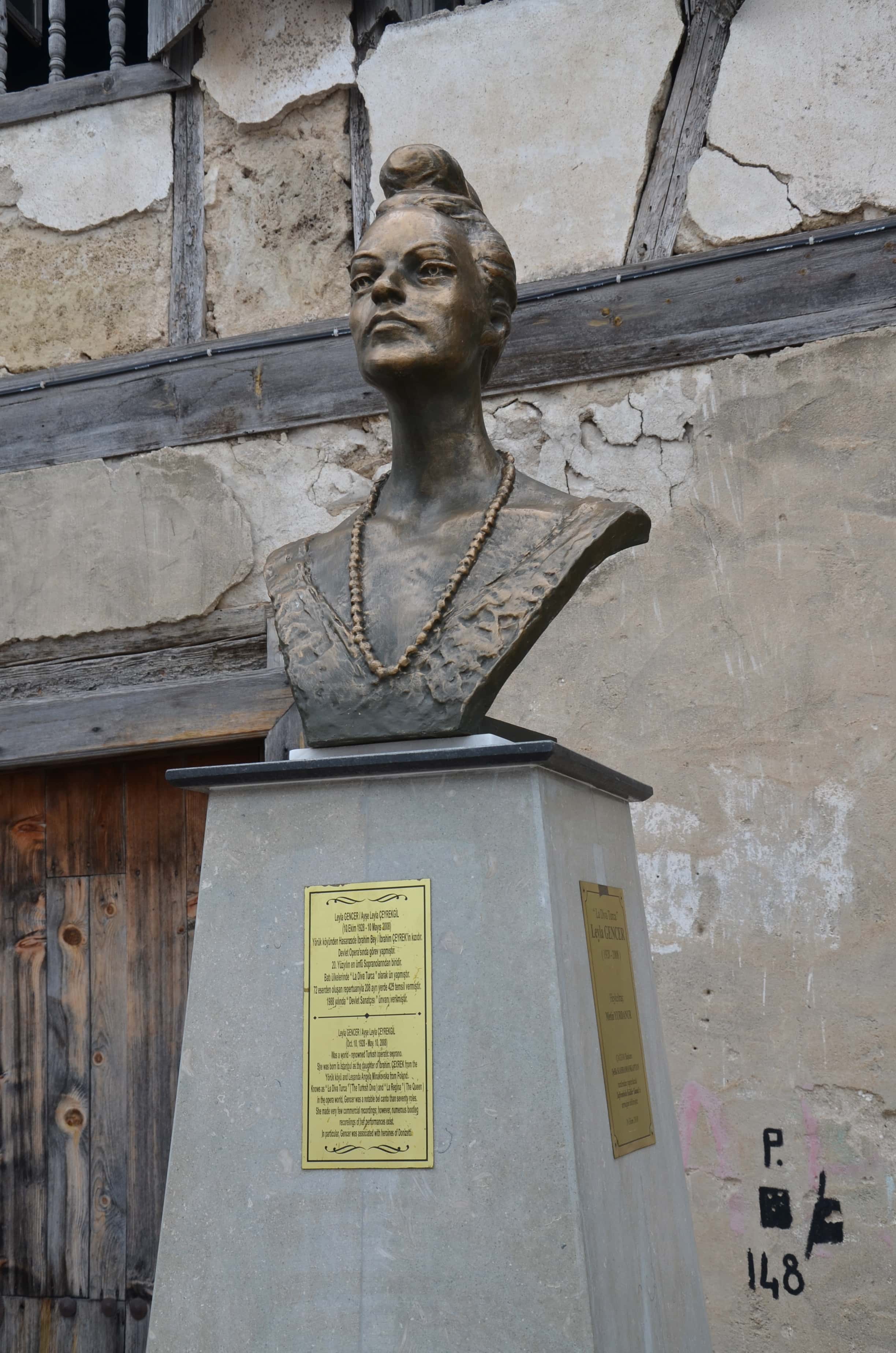 Bust of Leyla Gencer in Yörükköyü, Turkey