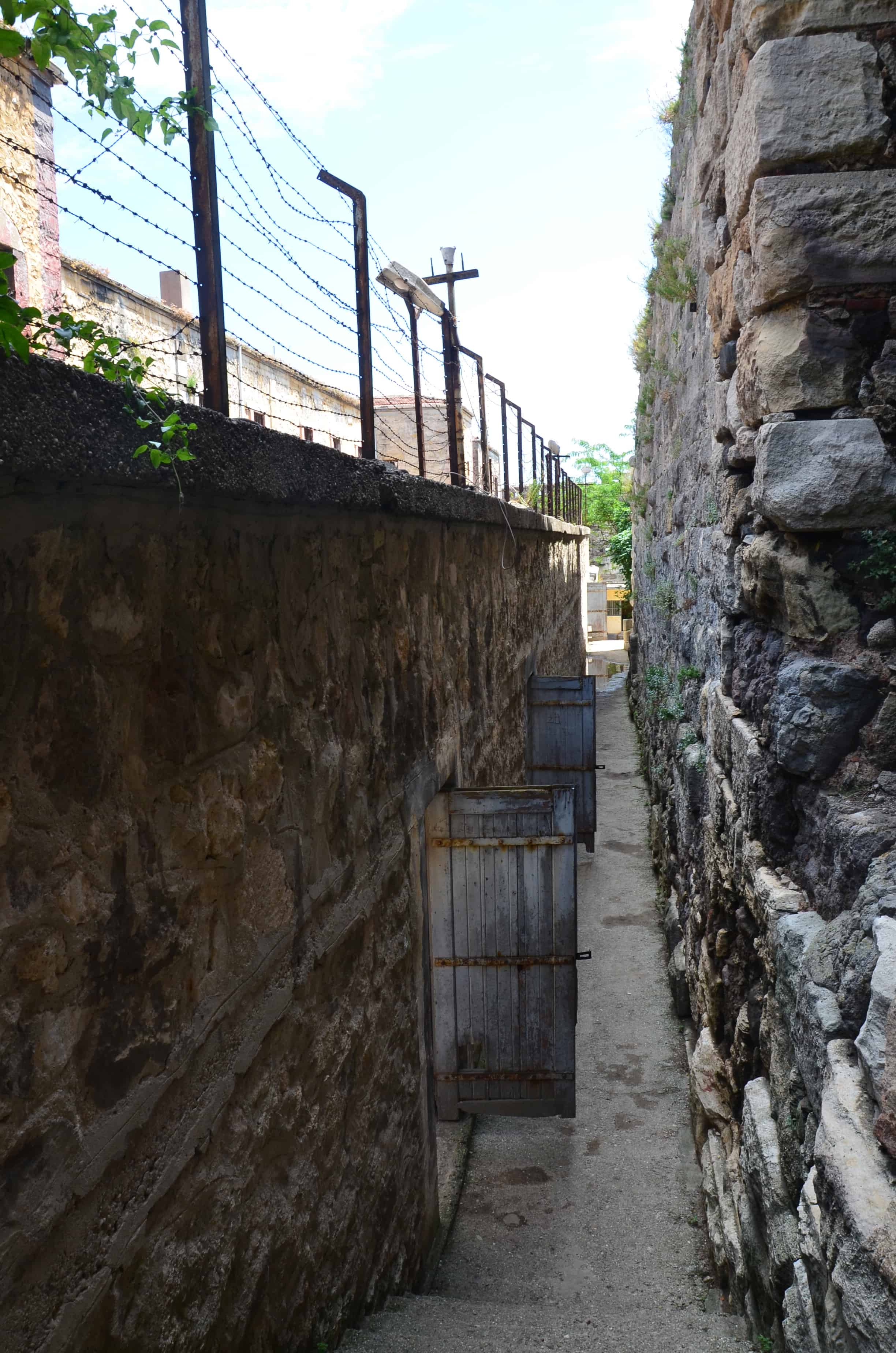 Walkway between the walls of Sinop Prison in Turkey