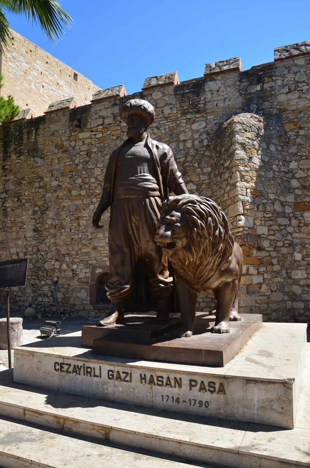 Cezayirli Gazi Hasan Pasha statue at Çeşme Kalesi, Turkey