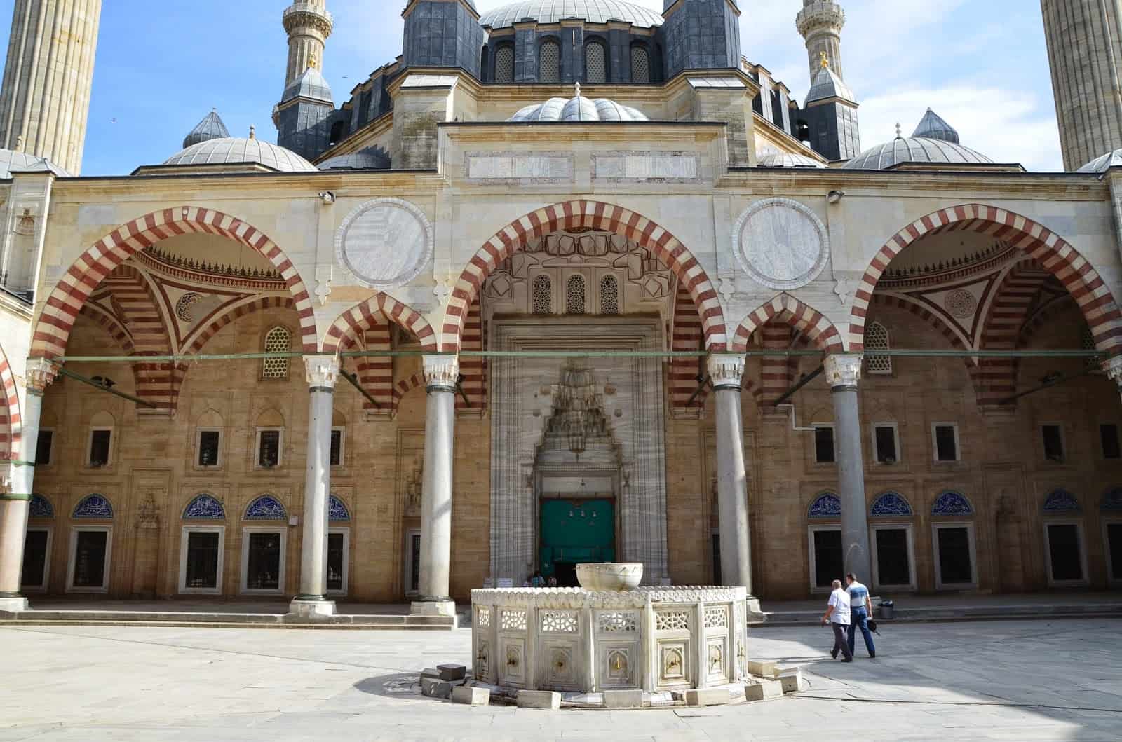 Entrance portico in the courtyard at the Selimiye Mosque in Edirne, Turkey