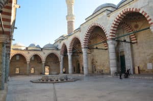 Courtyard at the Mosque with Three Balconies in Edirne, Turkey