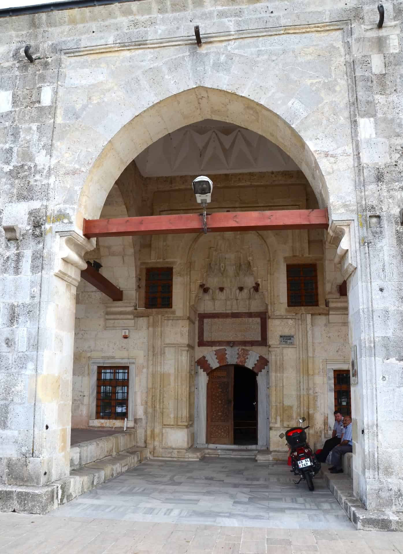 Entrance portal of the Muradiye Mosque in the Edirne city center, Turkey