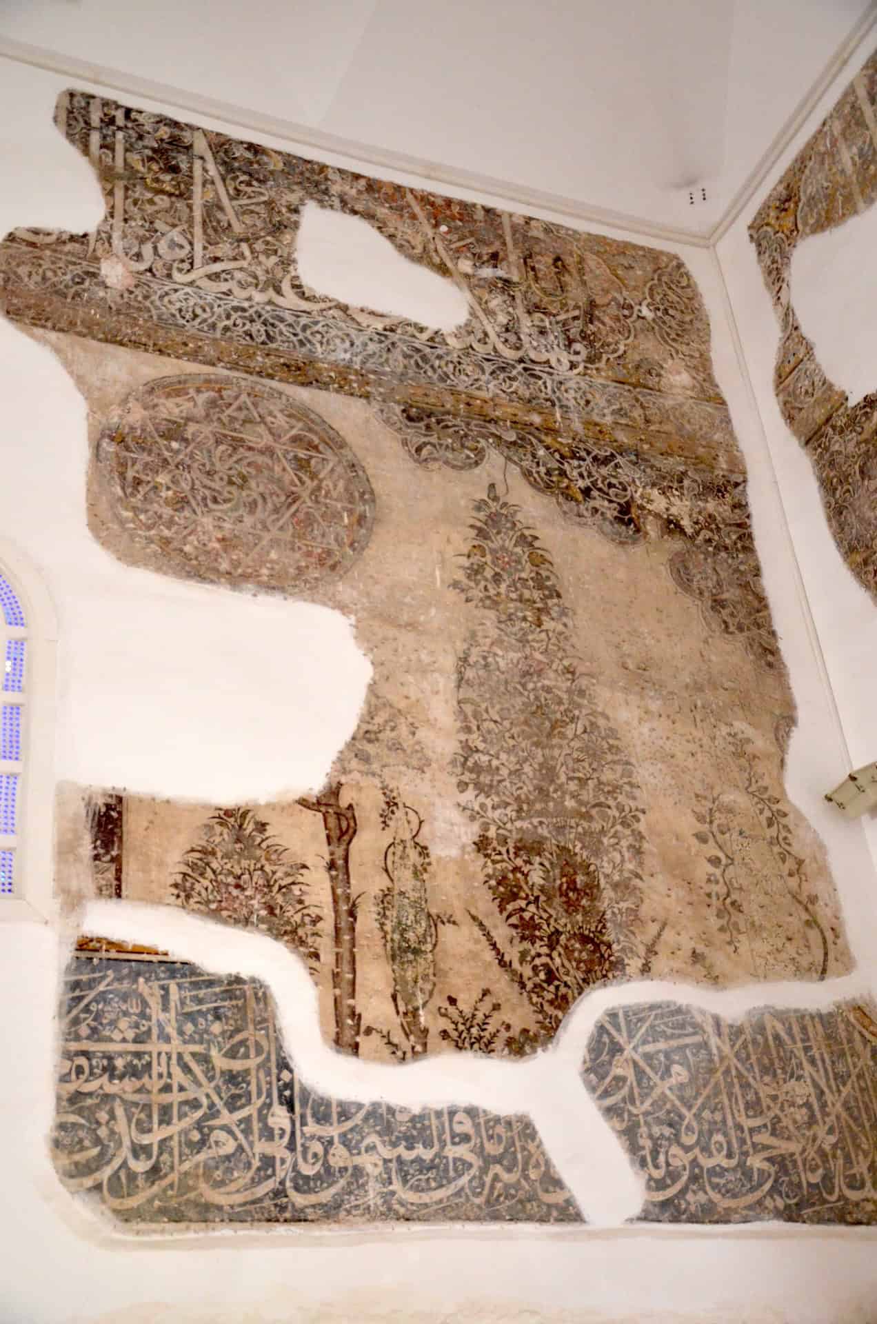 Uncovered Islamic artwork in the Muradiye Mosque in the Edirne city center, Turkey