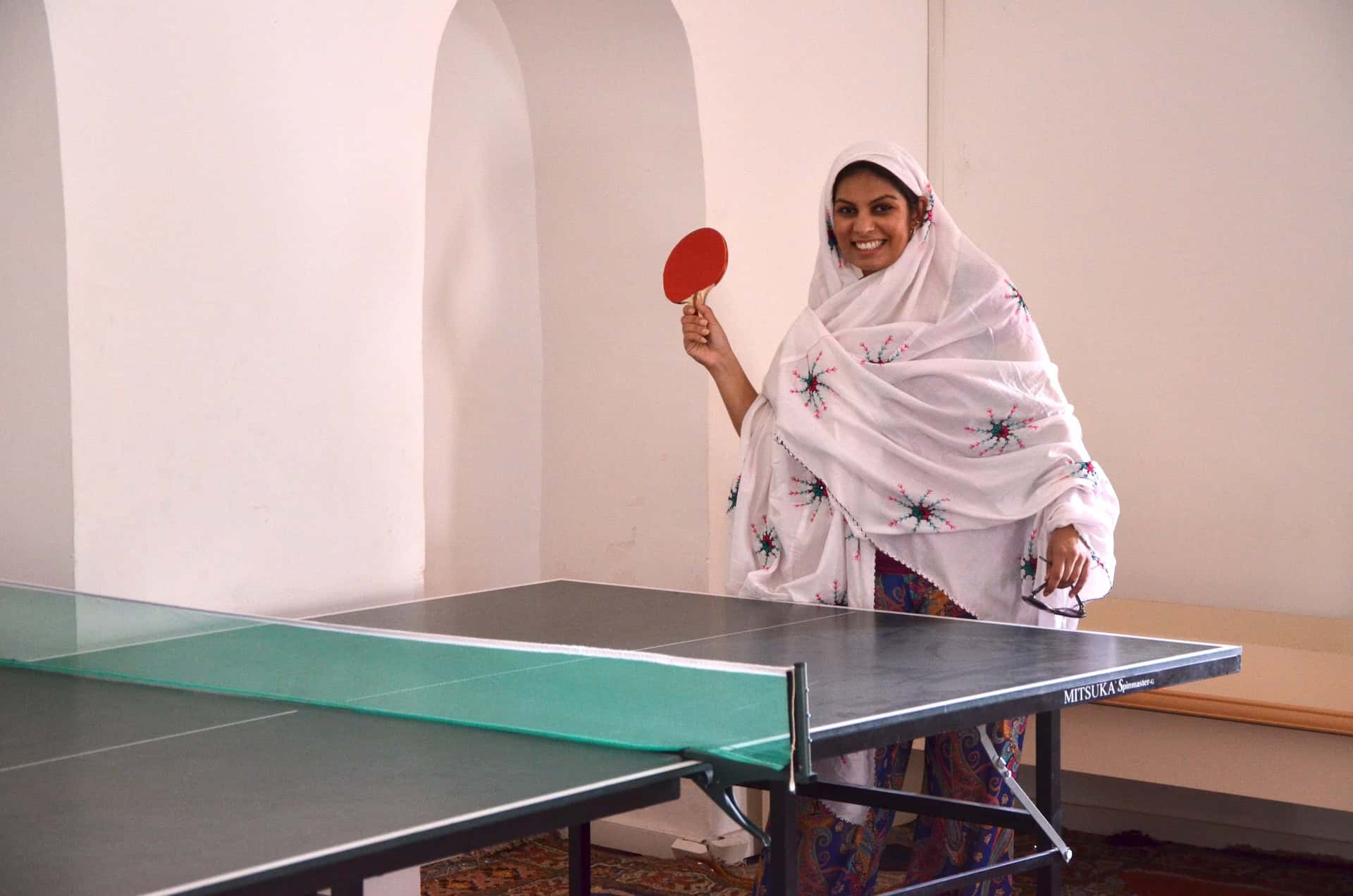 Ping pong table at the Muradiye Mosque in the Edirne city center, Turkey