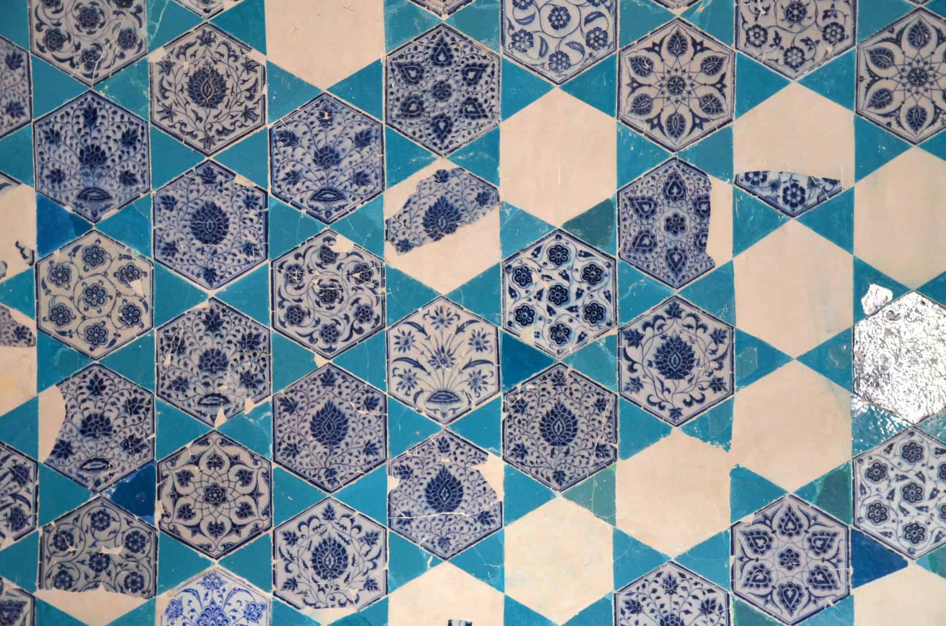 Iznik tiles of the Muradiye Mosque in the Edirne city center, Turkey