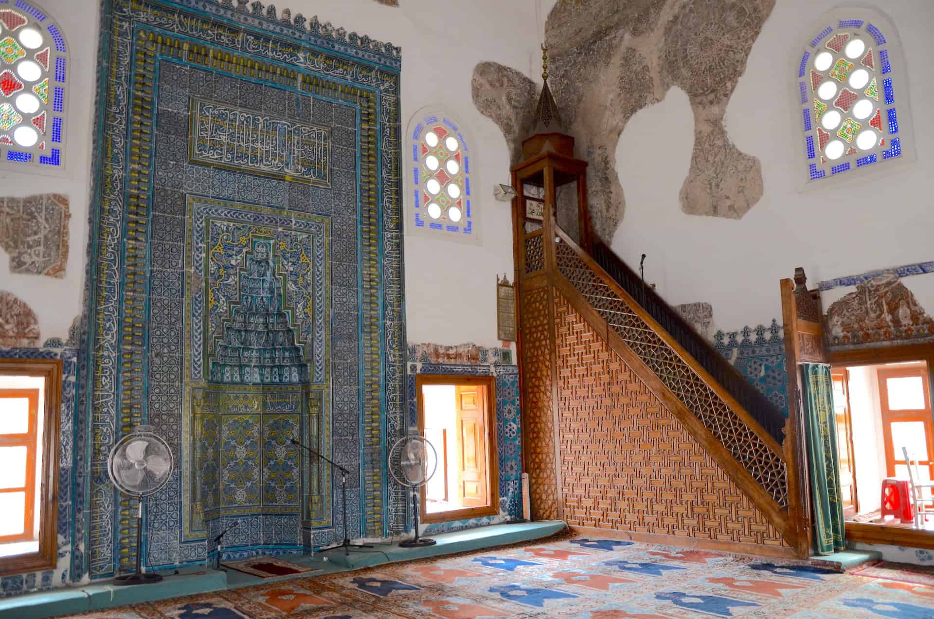 Mihrab and minbar of the Muradiye Mosque in the Edirne city center, Turkey