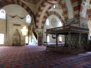 Prayer hall at Old Mosque (Eski Cami) in Edirne, Turkey