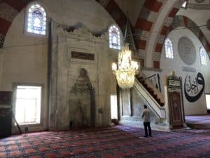 Mihrab and minbar at Old Mosque (Eski Cami) in Edirne, Turkey