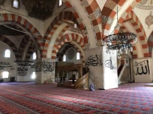 Prayer hall at Old Mosque (Eski Cami) in Edirne, Turkey