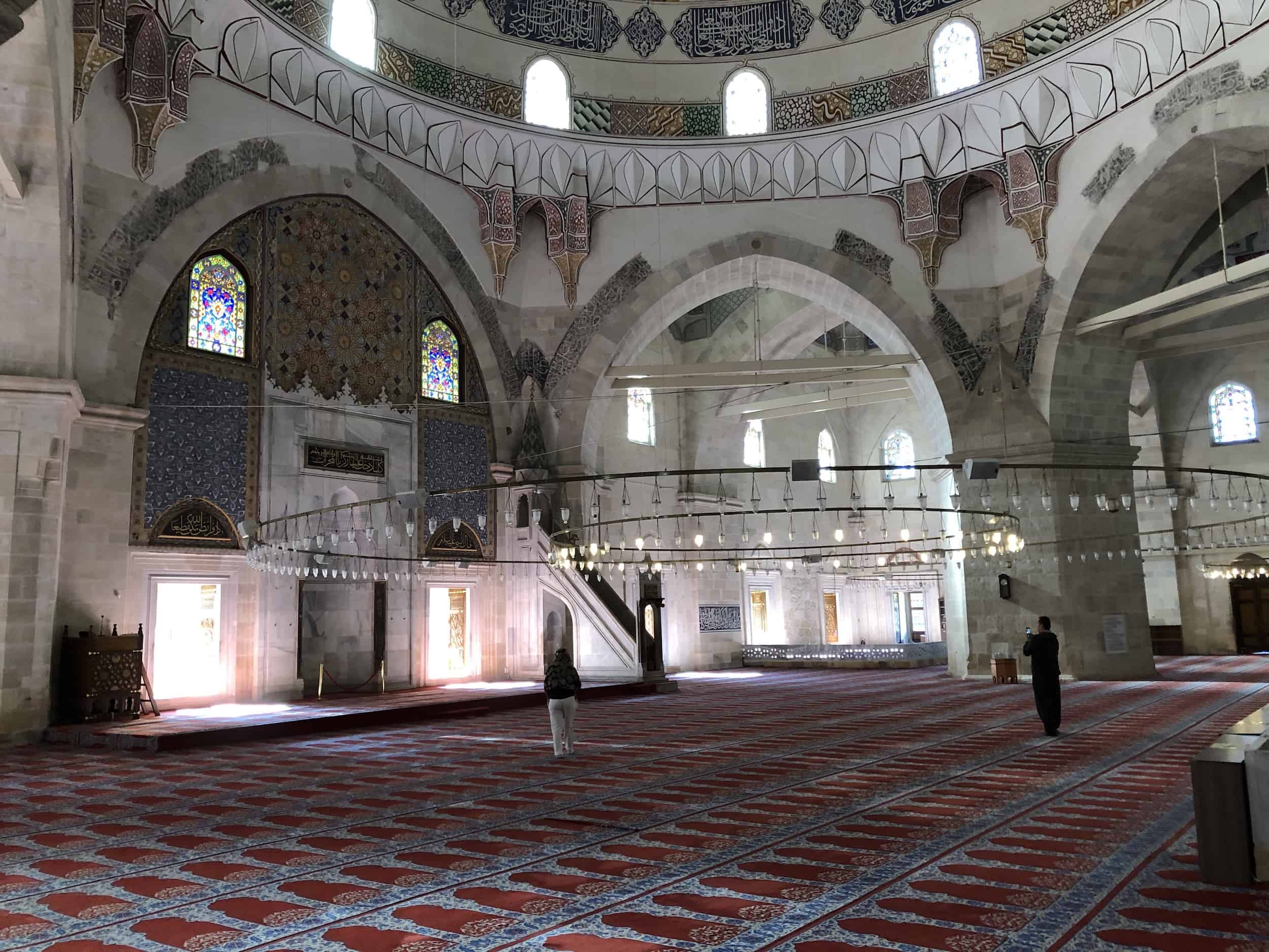 Prayer hall at the Mosque with Three Balconies in the Edirne historic city center, Turkey