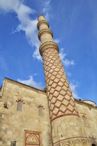 Minaret with three balconies at the Mosque with Three Balconies in Edirne, Turkey