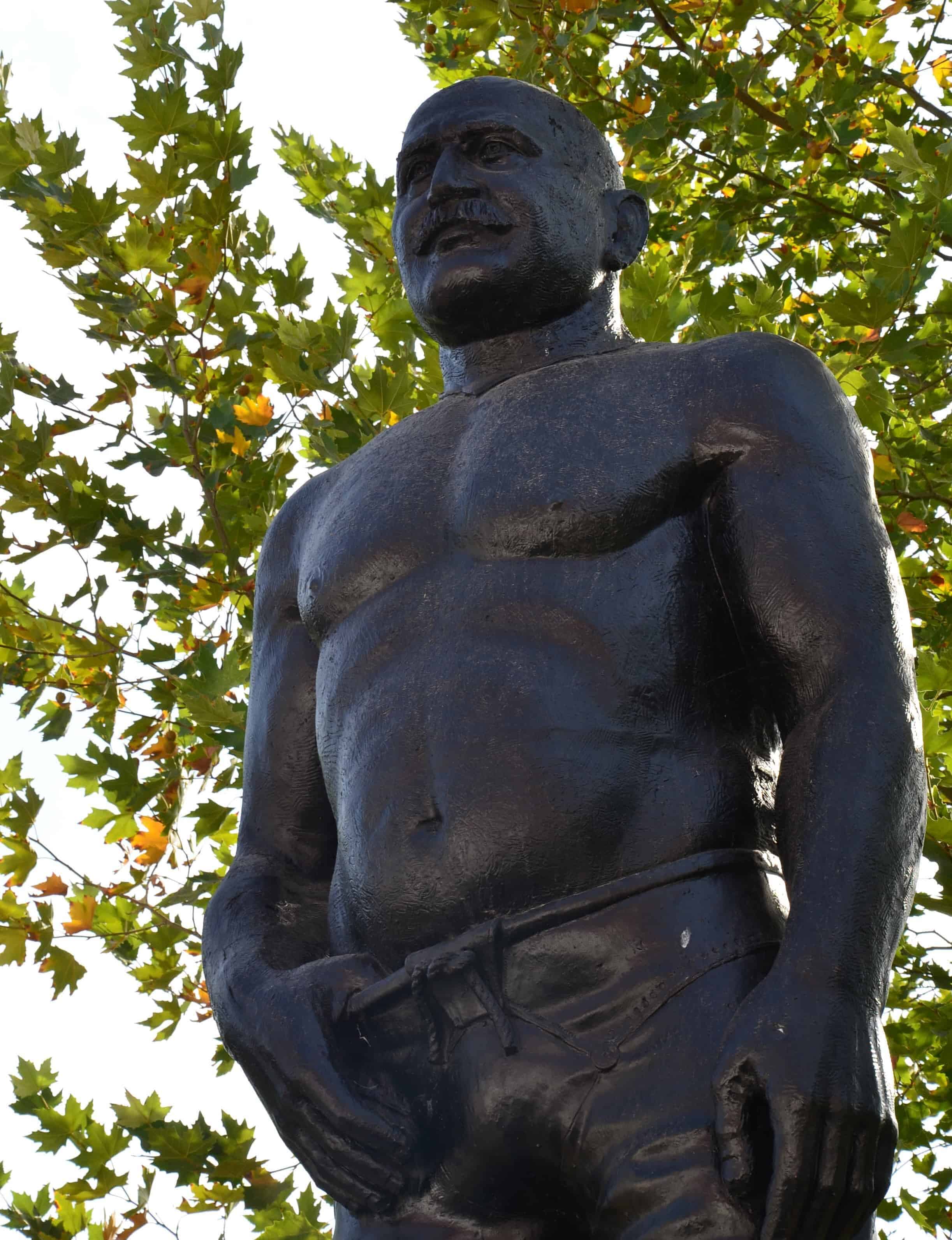 Monument to wrestlers at the Kırkpınar Wrestling Complex outside the Edirne city center, Turkey