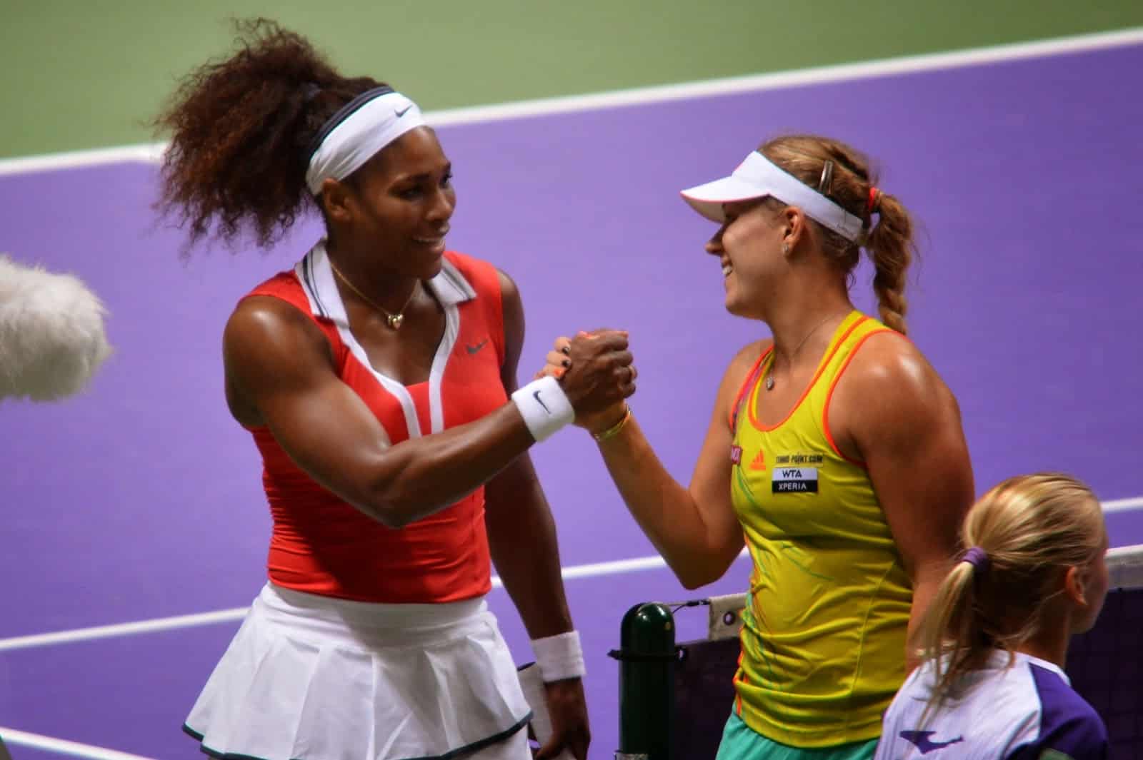 Serena Williams and Angelique Kerber in the 2012 WTA Championships at the Sinan Erdem Spor Salonu in Bakırköy, Istanbul, Turkey