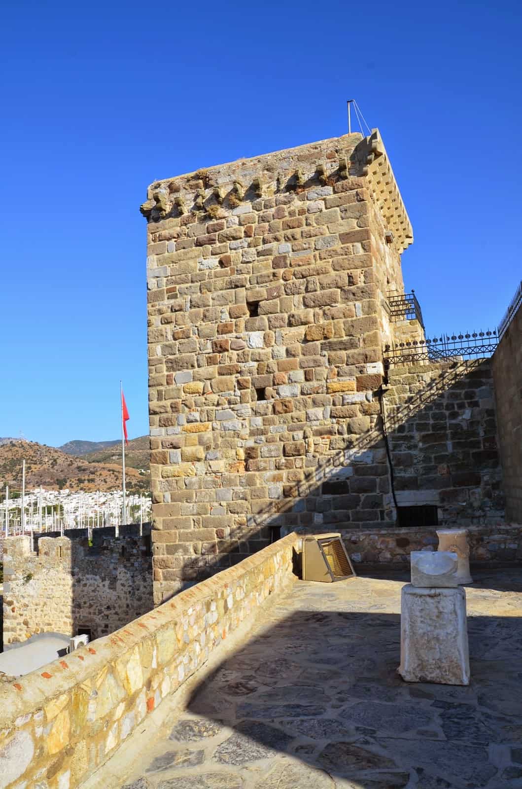 South façade of the Italian Tower at Bodrum Castle in Turkey