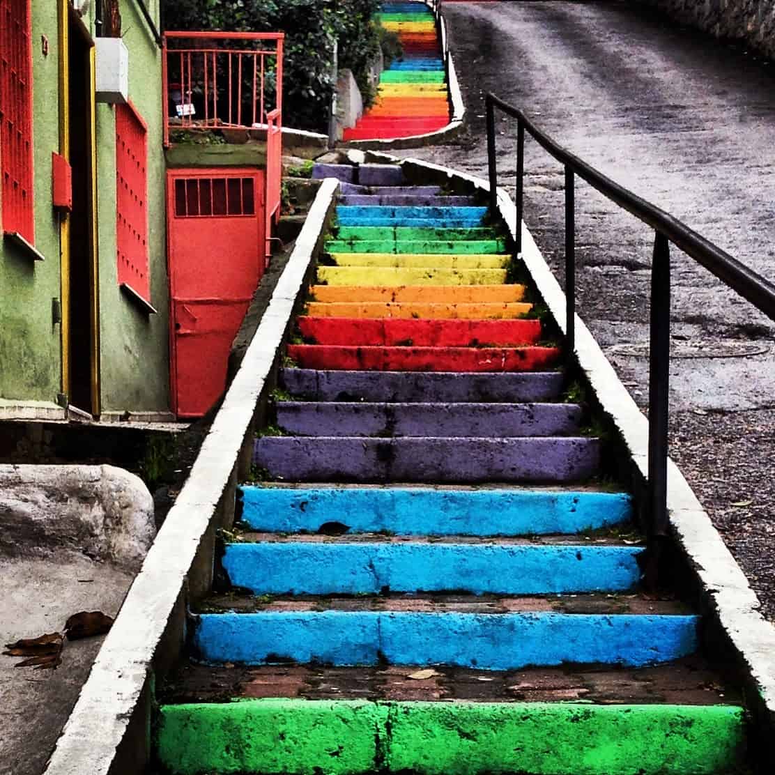 Rainbow stairs in Kuzguncuk, Istanbul, Turkey